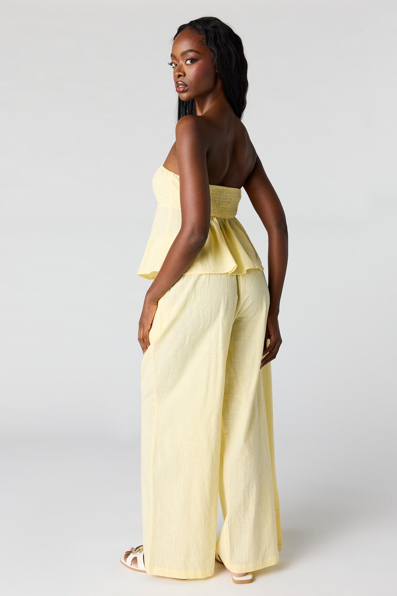 Smocked Waist Wide Leg Pant Female Product Image