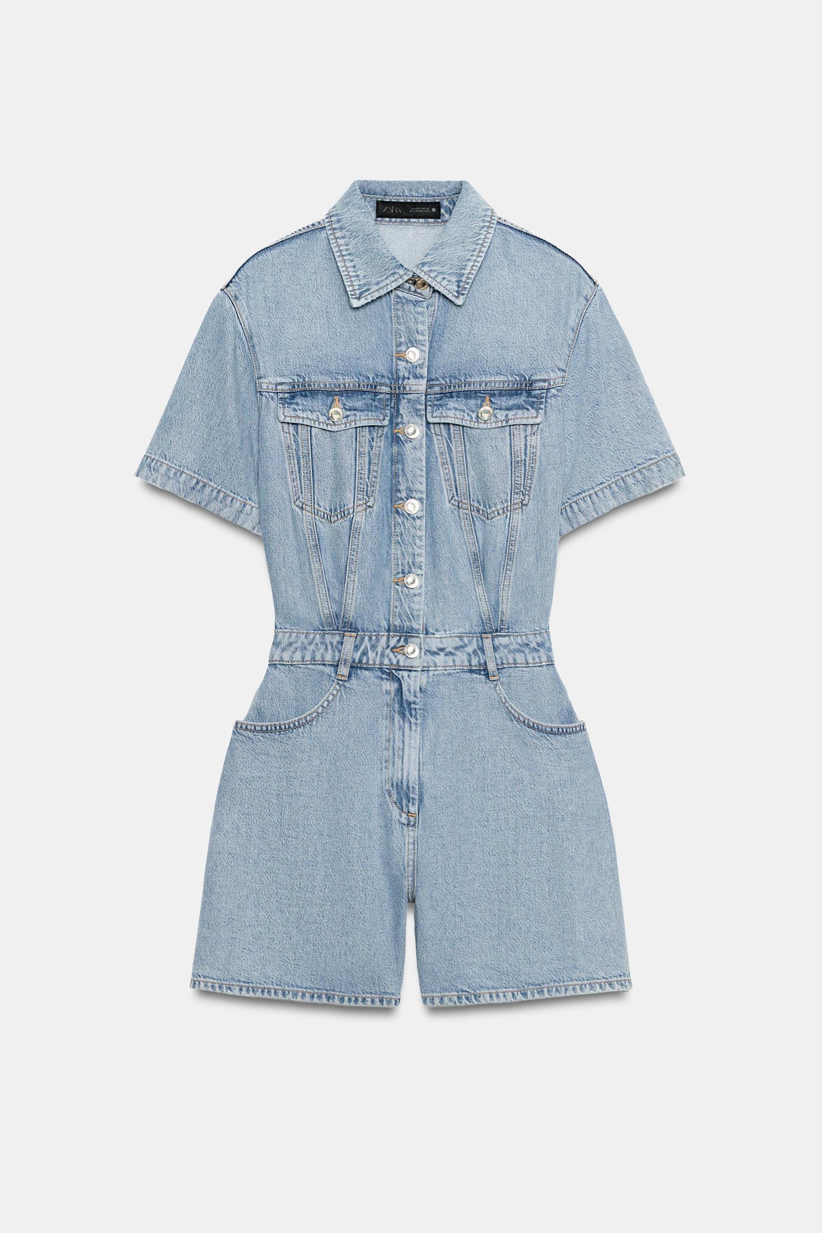 Z1975 SHORT FLOWY DENIM JUMPSUIT Product Image