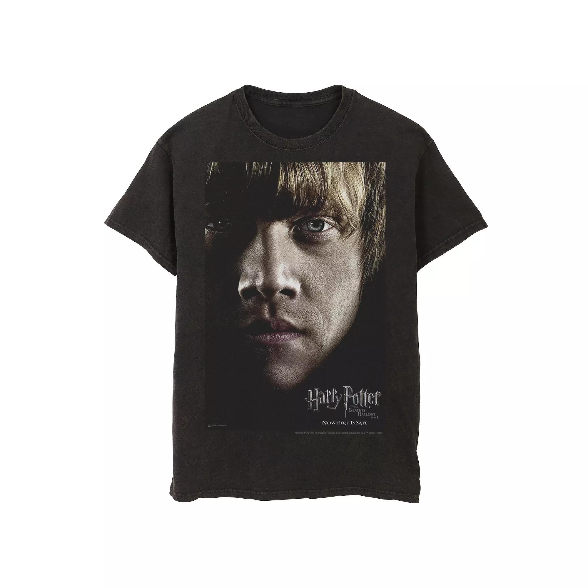 Men's Harry Potter Deathly Hallows Ron Character Poster Graphic Tee, Size: Large, Black Product Image