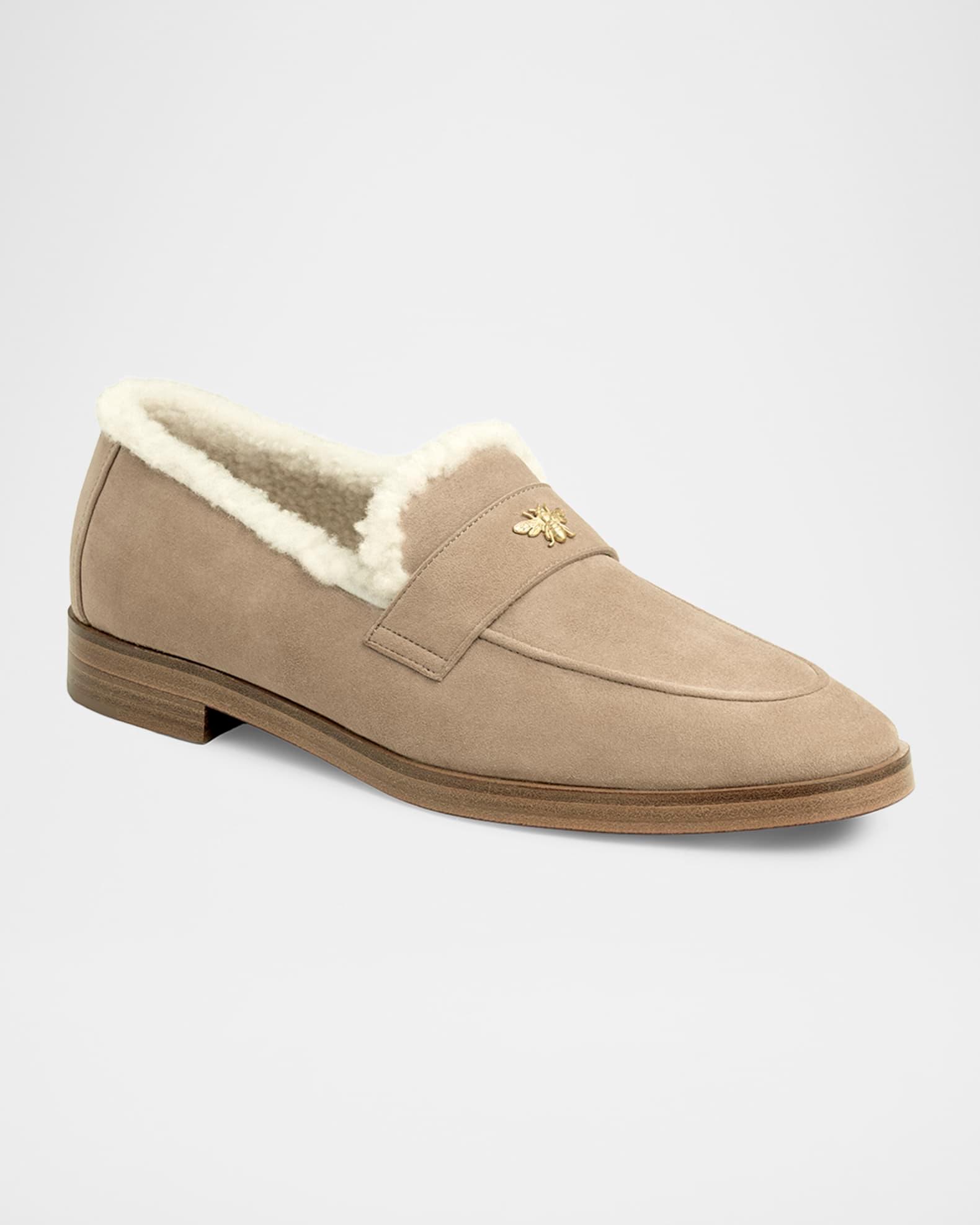 Flaneur Curly Shearling-Lined Suede Loafers Product Image