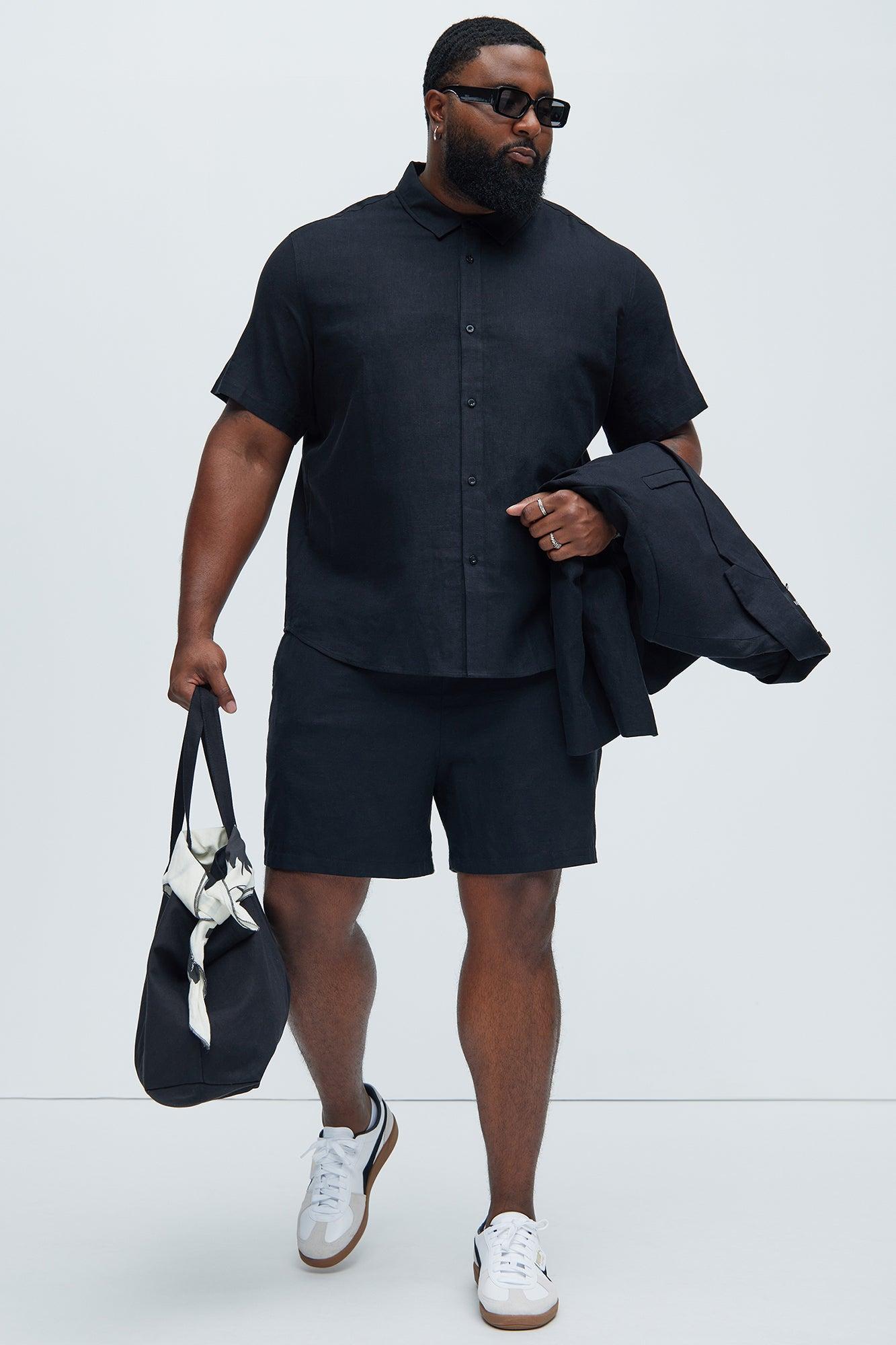 Bahamas Linen Classic Button Up Shirt - Black Product Image