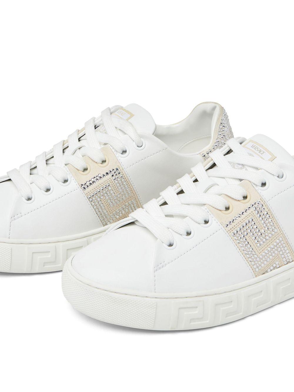 Crystal Greca leather sneakers  Product Image