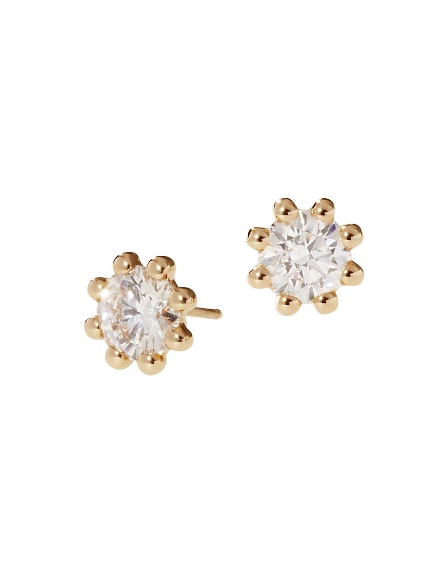 Womens Beaded 18K & Latitude Lab-Grown Diamond Medium Stud Earrings Product Image