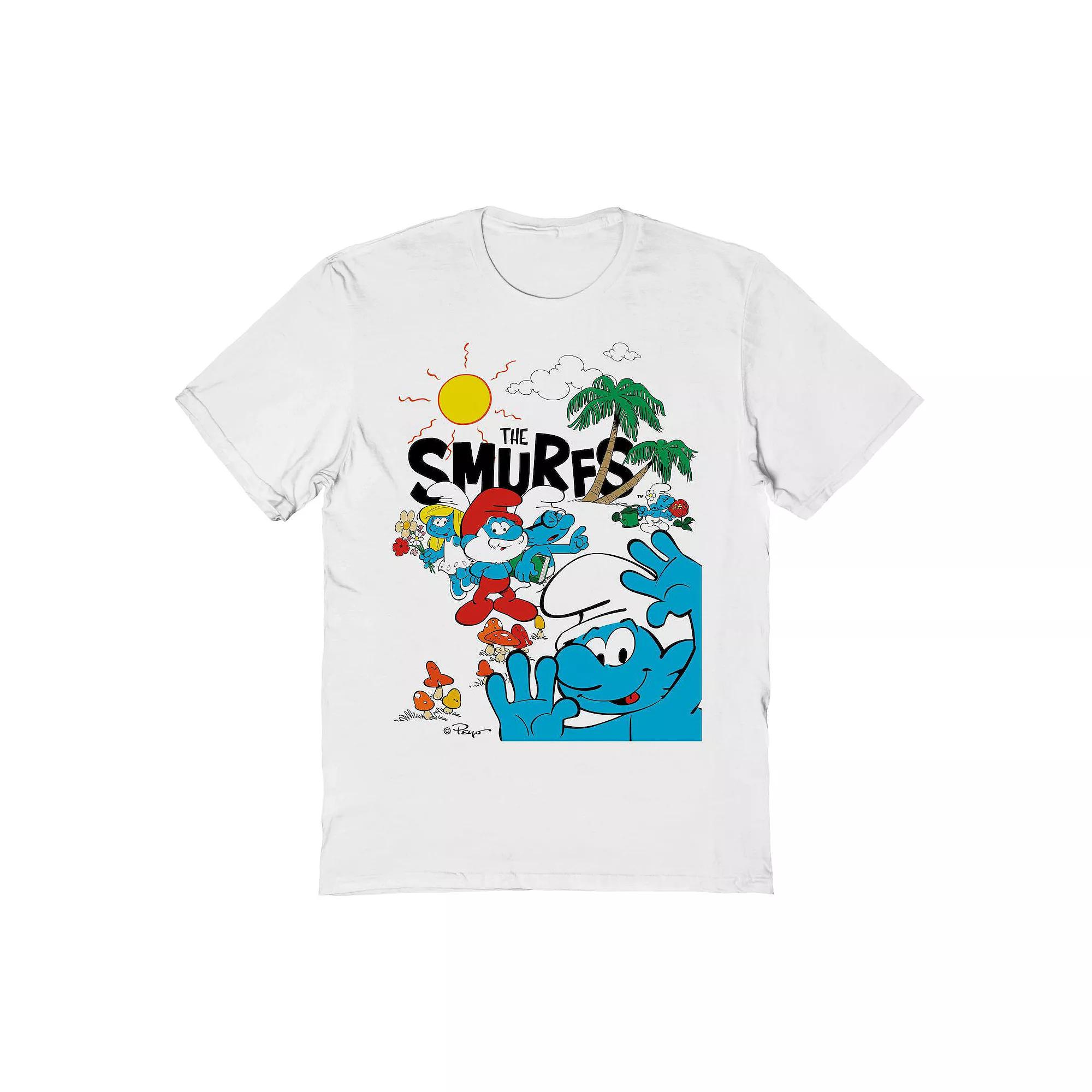 Men's The Smurfs Sunny Day Graphic Tee, Size: Medium, White Product Image