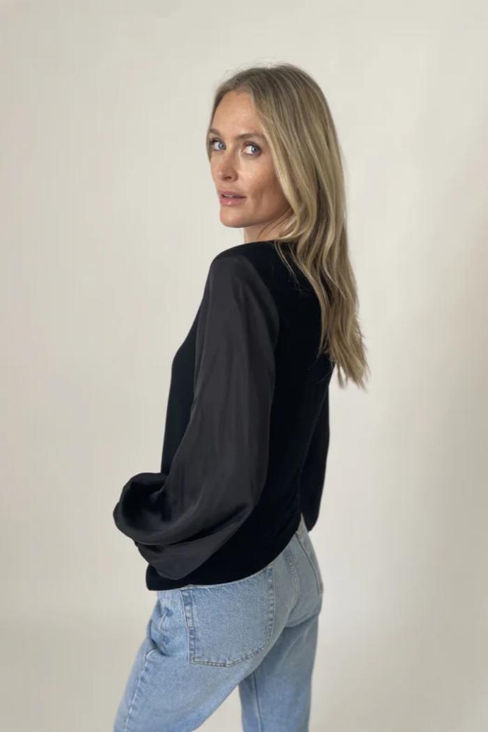 Ribbed Satin Sleeve Top Product Image