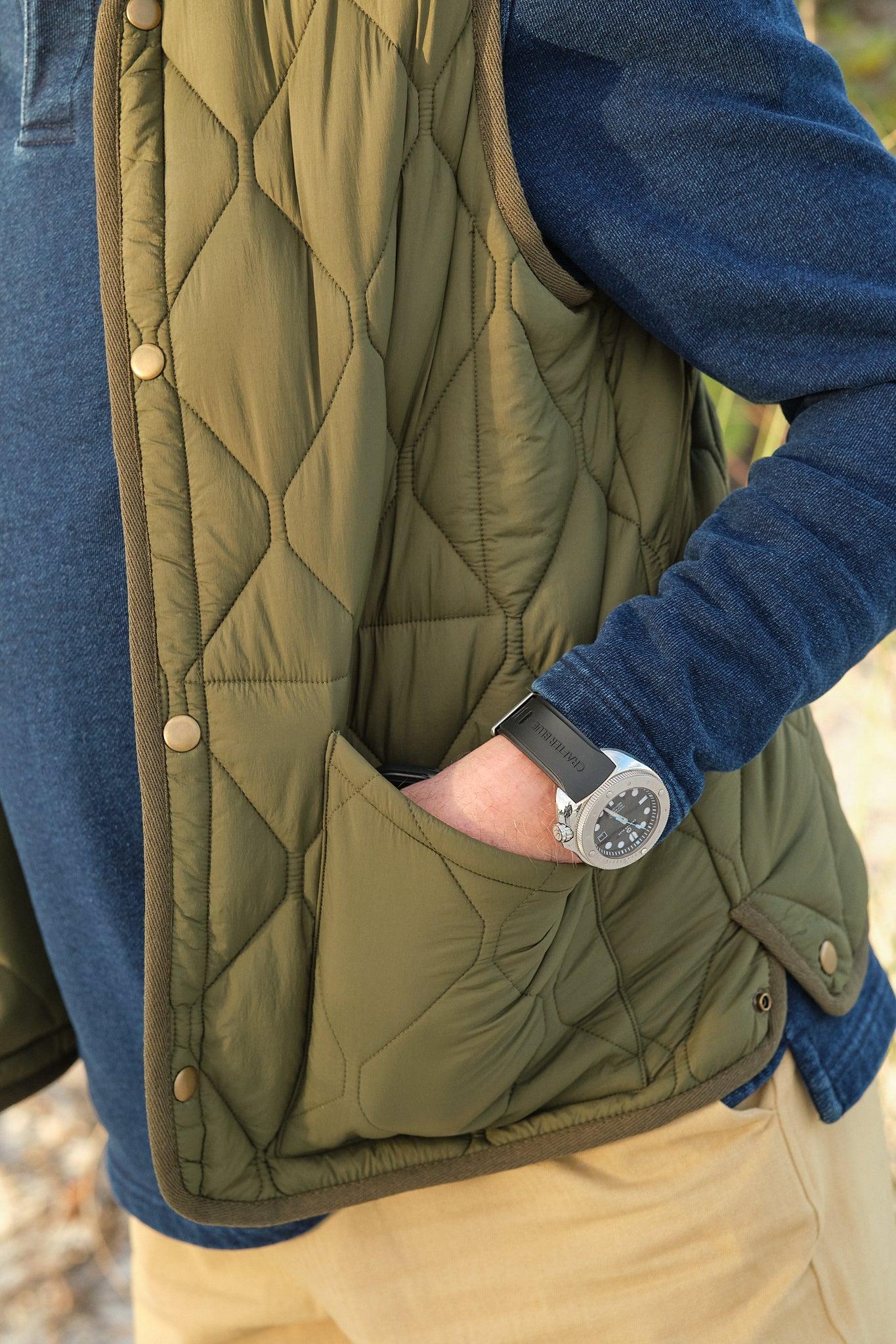 Quilted Vest in Olive Product Image