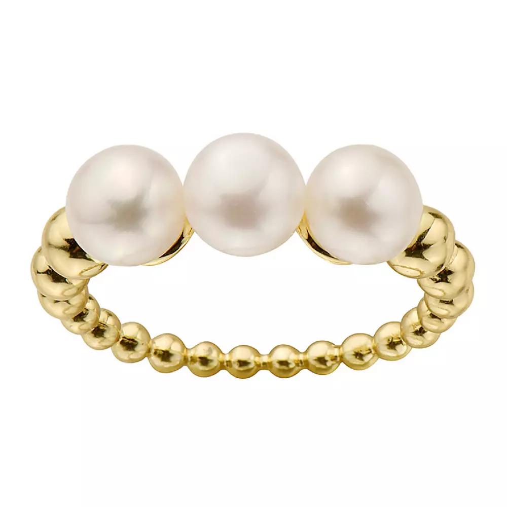 14k Gold Over Sterling Silver Freshwater Cultured Pearl Ring, Womens Gold Tone Product Image