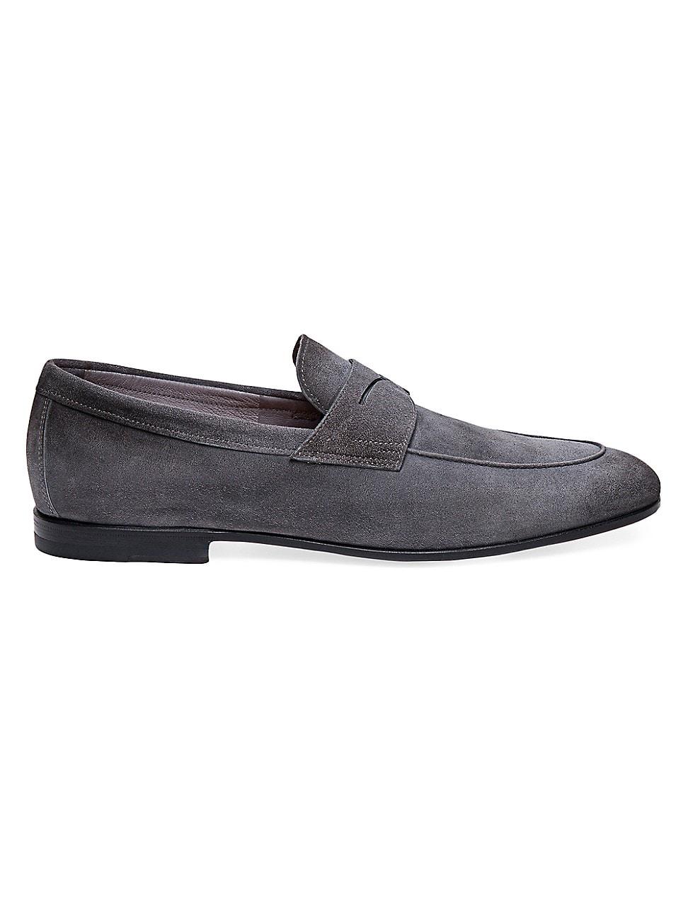 Mens Suede Rubber-Sole Penny Loafers Product Image