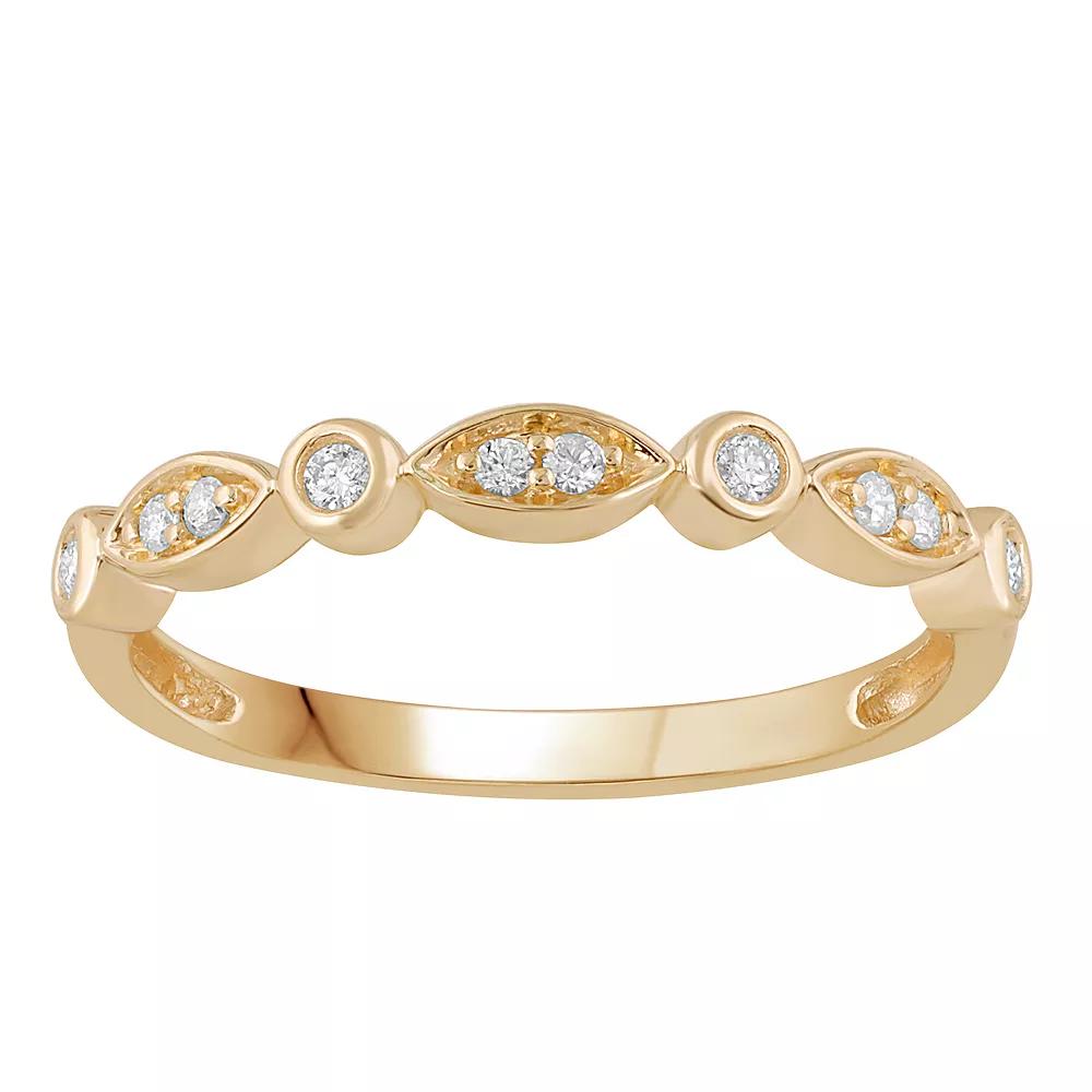 10k Gold 1/10 Carat T.W. Diamond Stackable Marquise Ring, Women's, Size: 7, Pink Product Image