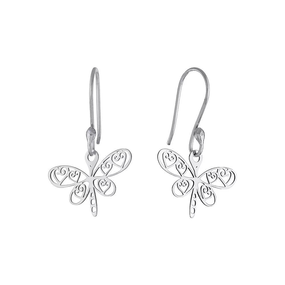 Main and Sterling Sterling Silver Laser Cut Dragonfly Drop Earrings, Women's Product Image
