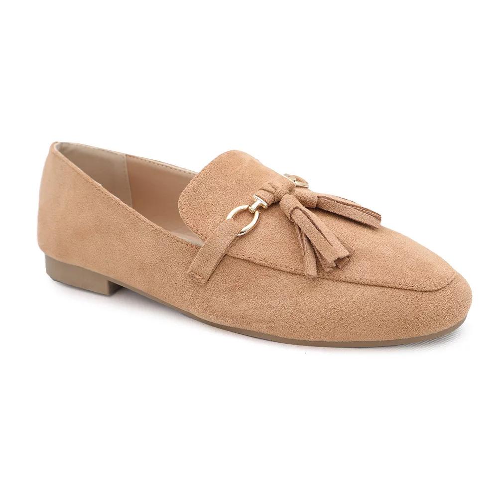 Yoki Edline-44 Women's Tassel Loafers, Size: 7.5, Beige Product Image