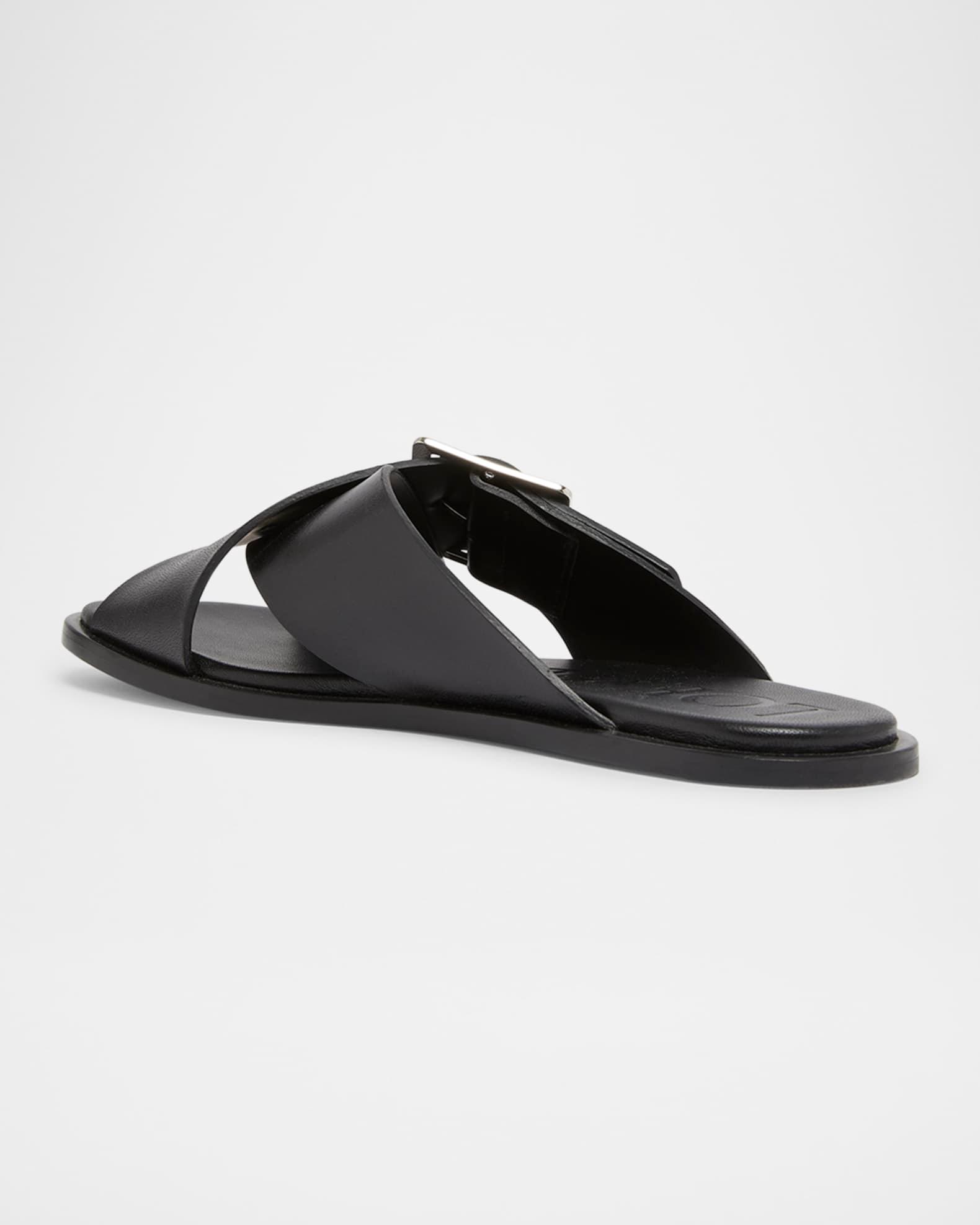 Petal Leather Crisscross Buckle Slide Sandals Product Image