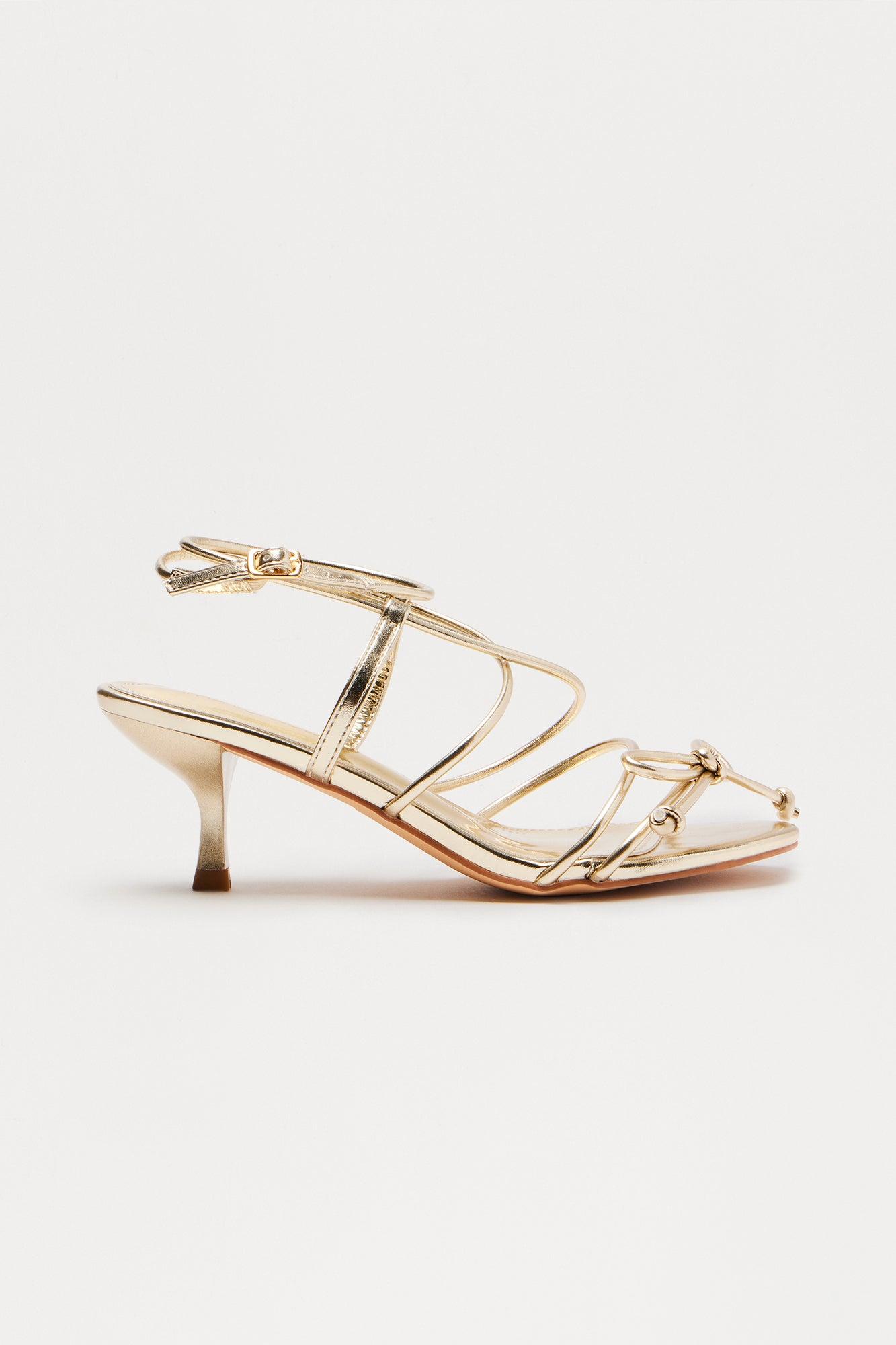 Bexie Bow Ankle Strap Heels - Gold Product Image