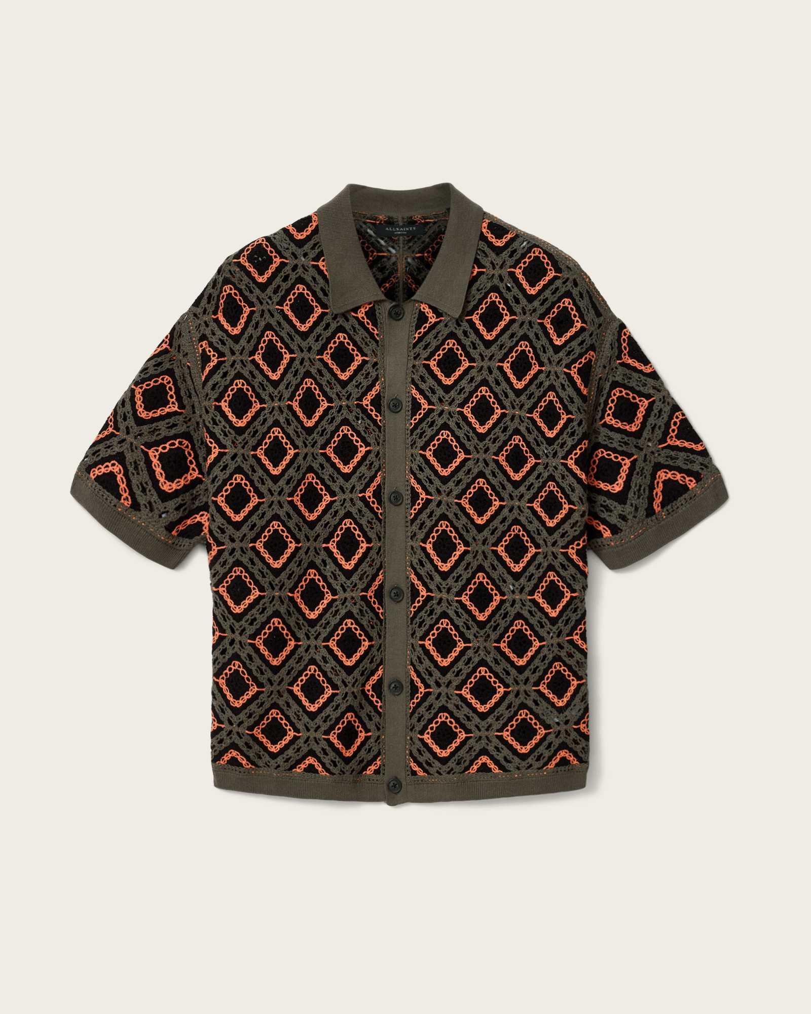 Morena Short Sleeve Collared Cardigan SALMON ORANGE | ALLSAINTS US Product Image