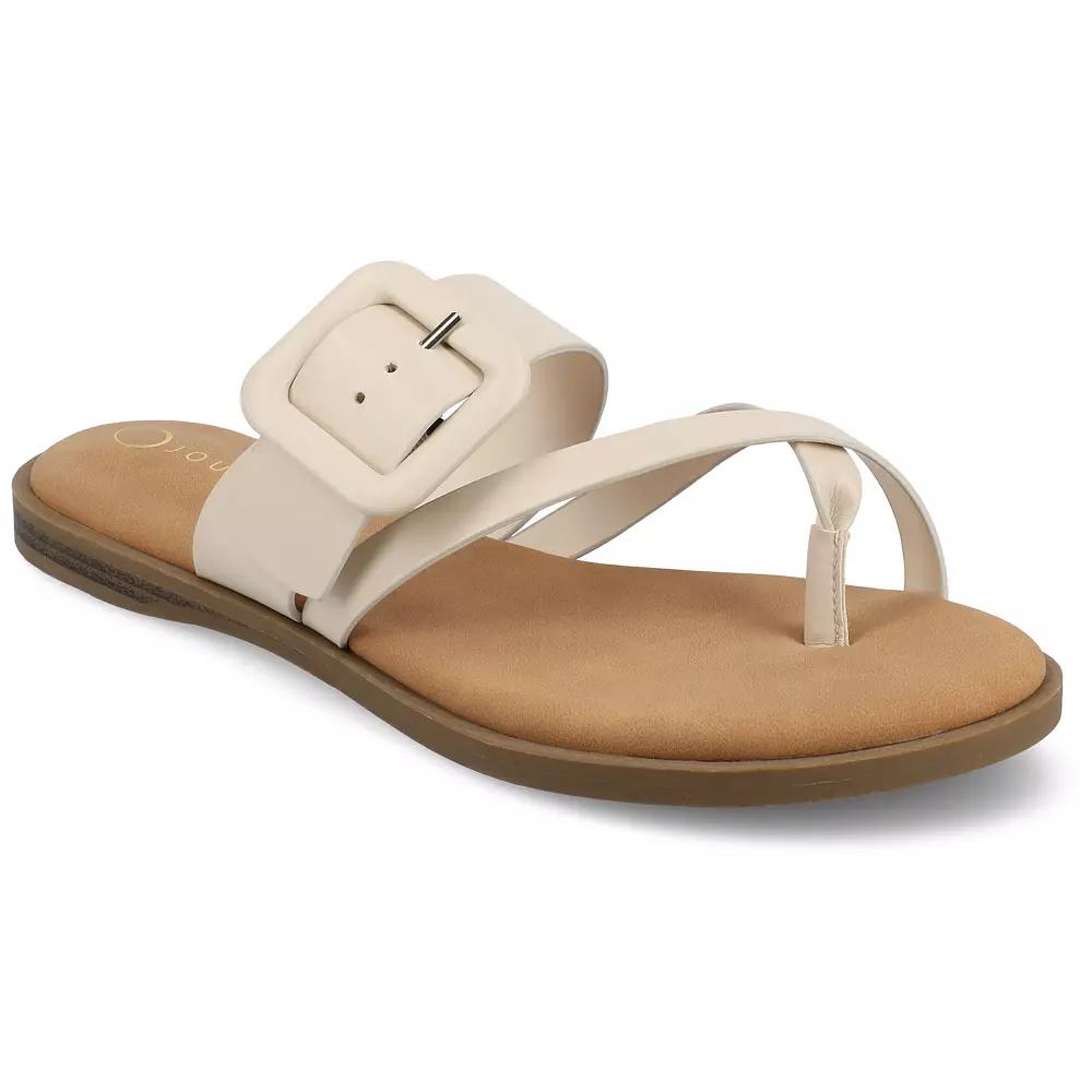 Journee Layra Women's Slip-On Toe Post Flat Sandals,  Product Image