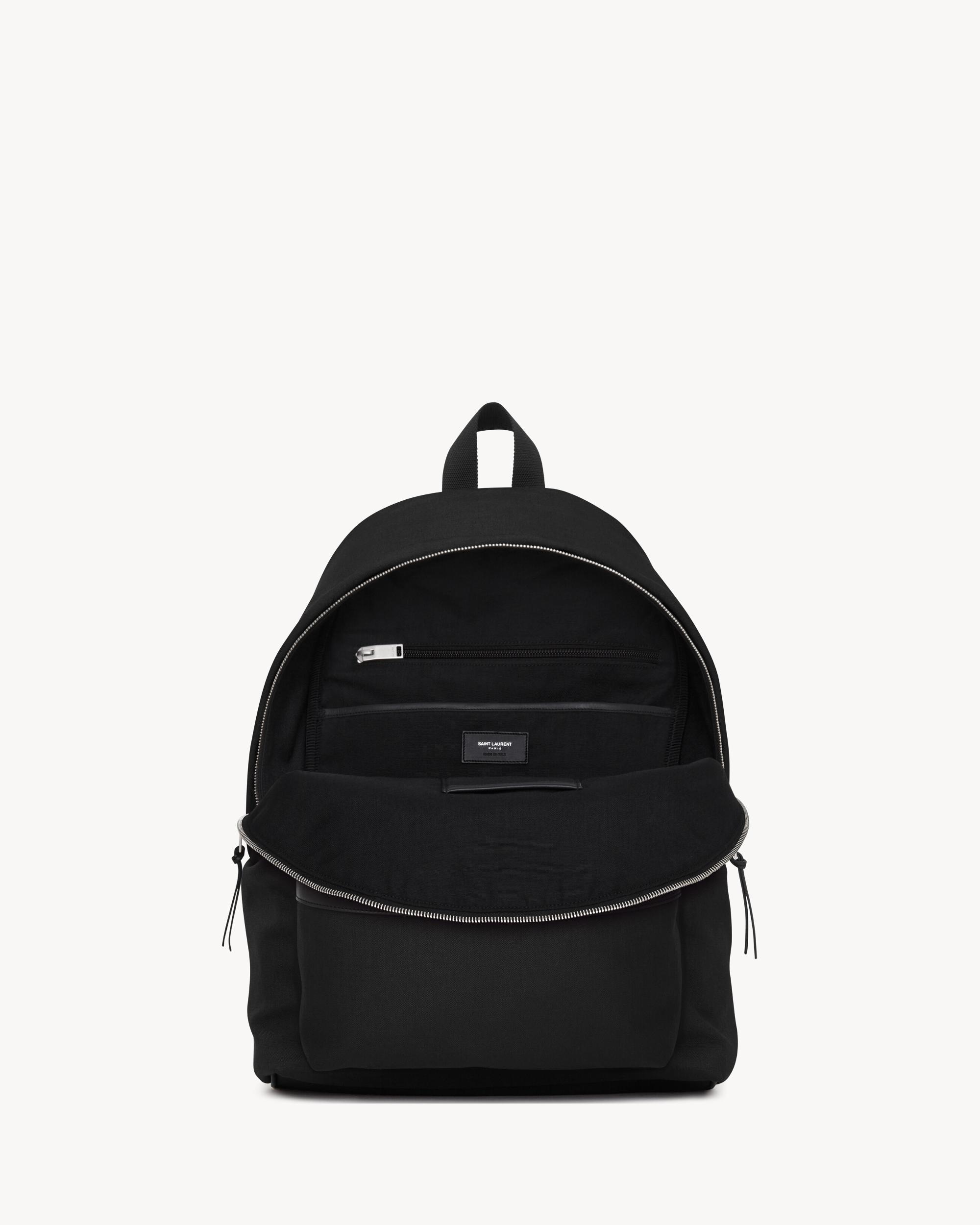city backpack in canvas, nylon and leather Product Image