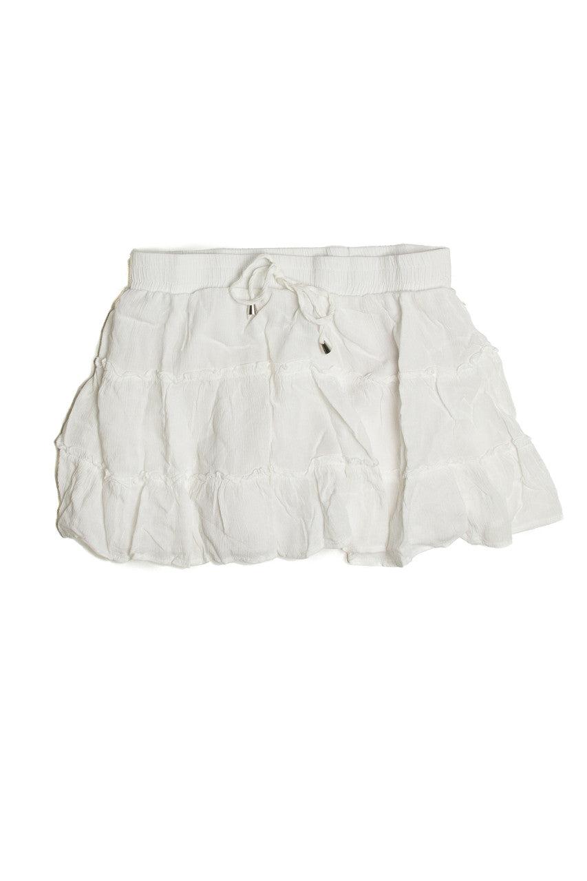 White Ruffle Tiered Mini Skirt Product Image