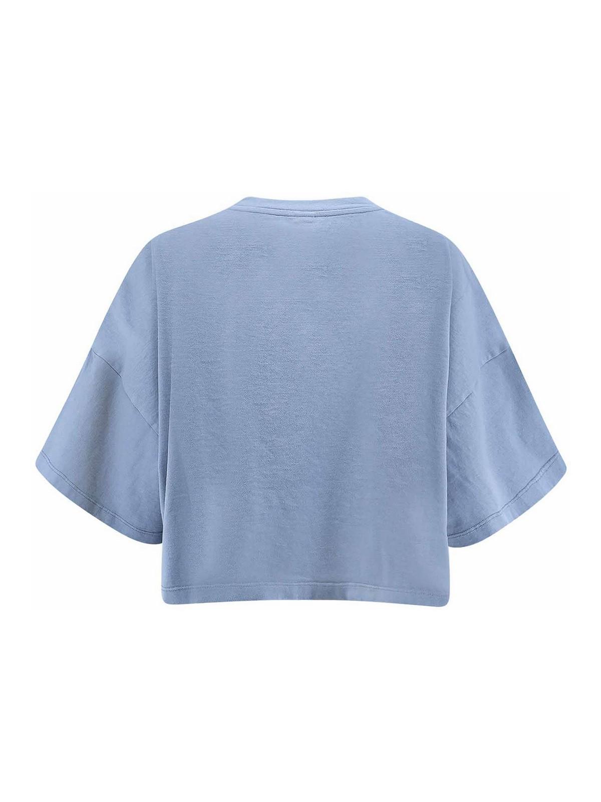 CHLOÉ Women Light Blue Jersey Cropped Logo T-shirt Product Image