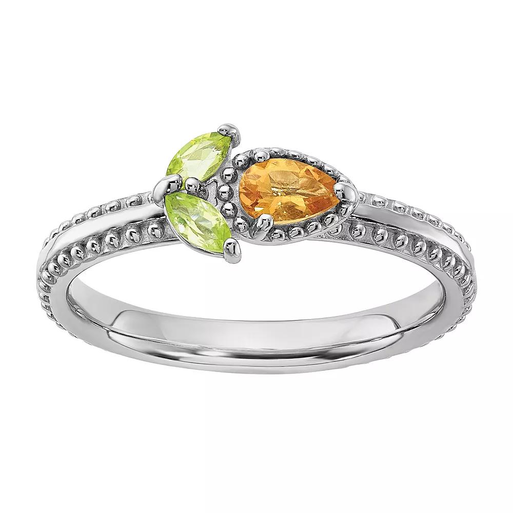 Stacks & Stones Sterling Silver Gemstone Flower Stackable Ring, Women's,  Product Image
