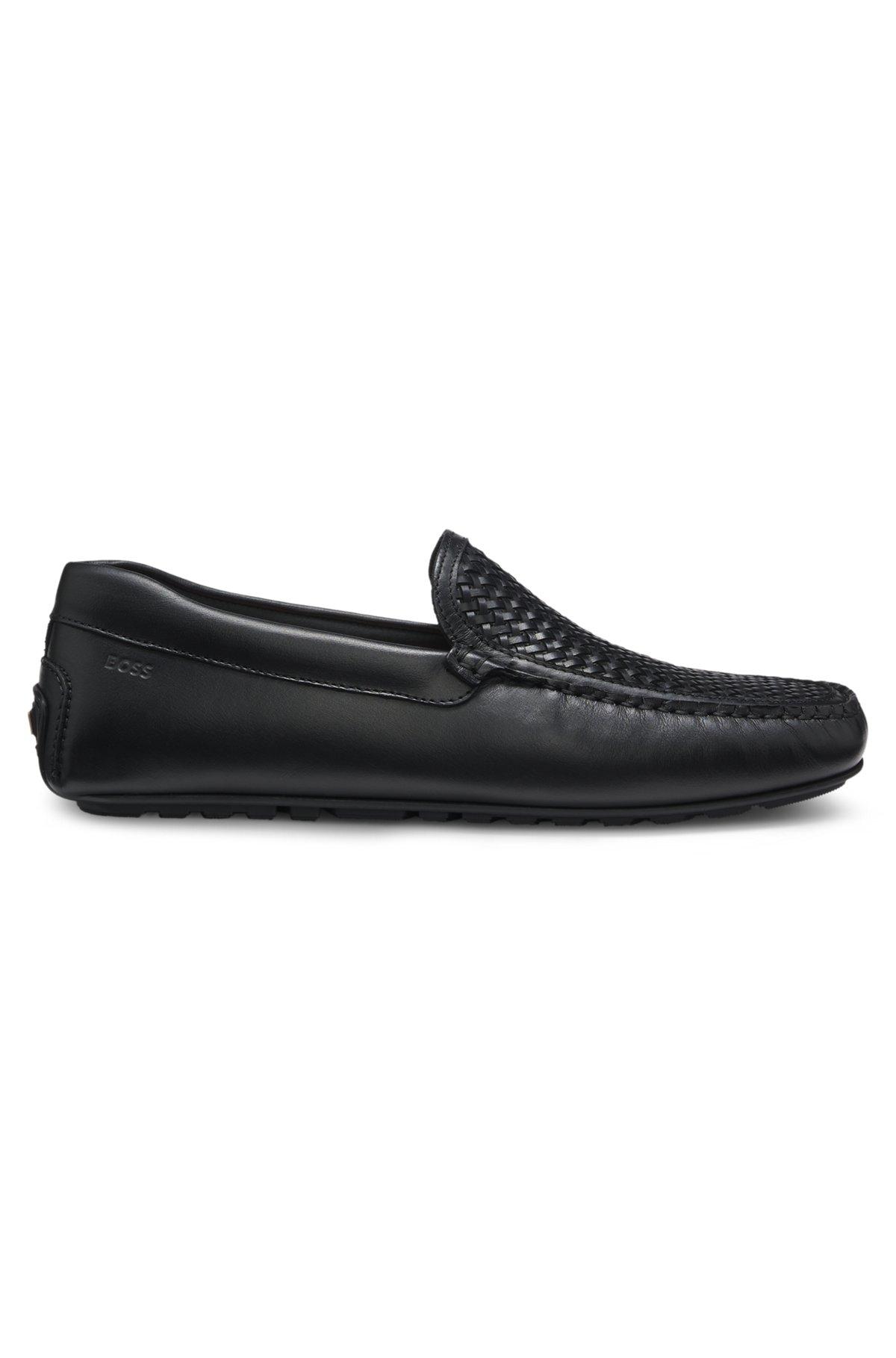 Leather moccasins with woven vamp Product Image