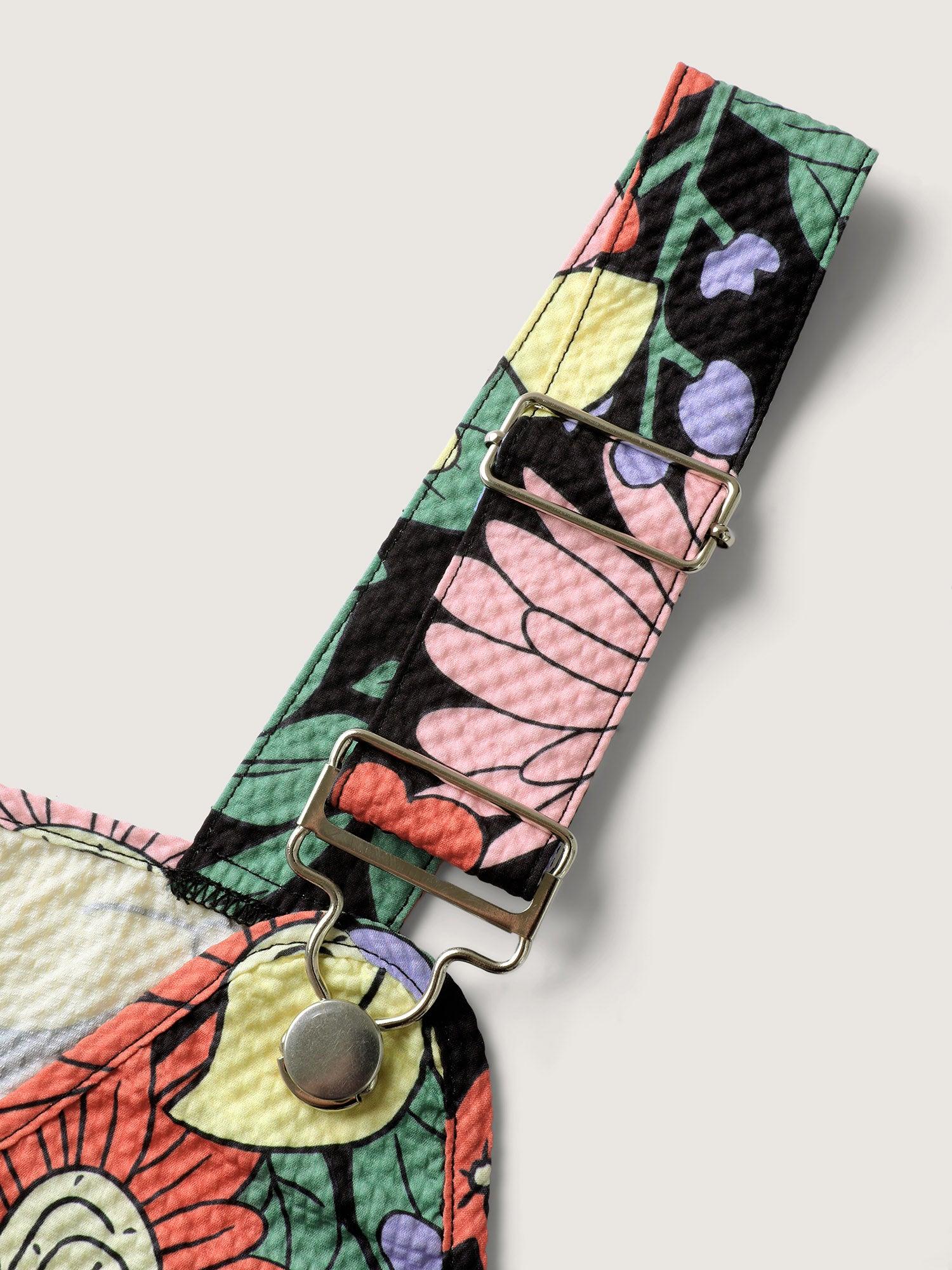 Floral Print Textured Overall Straps Dress Female Product Image