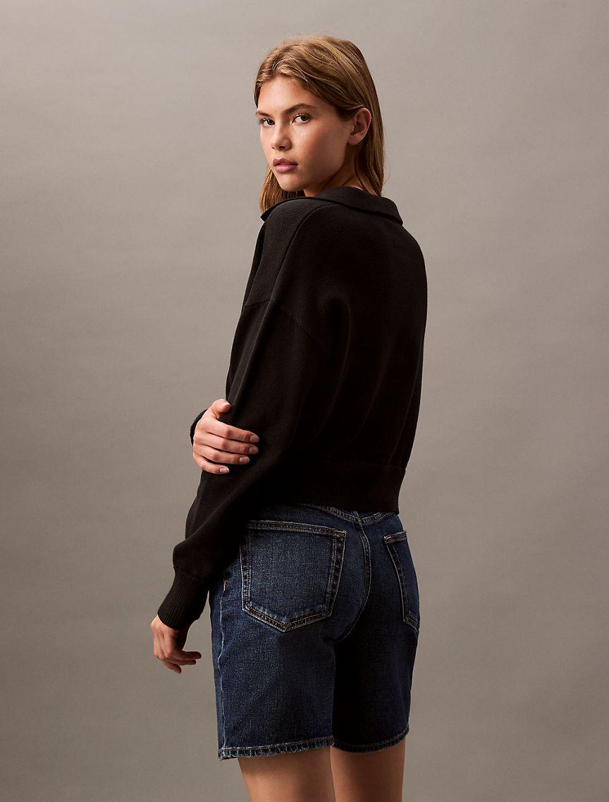 Smooth Cotton Polo Sweater Product Image