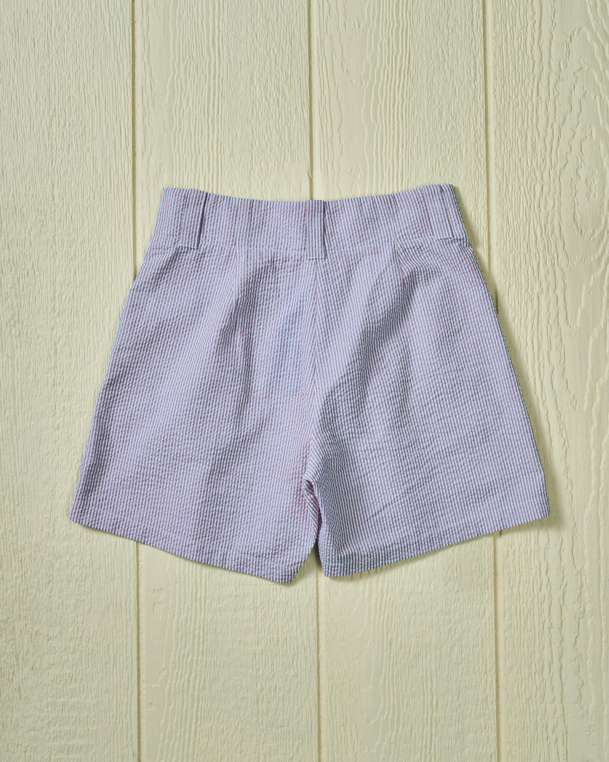 Women's Pleated Short in Overdyed Blue Seersucker Product Image