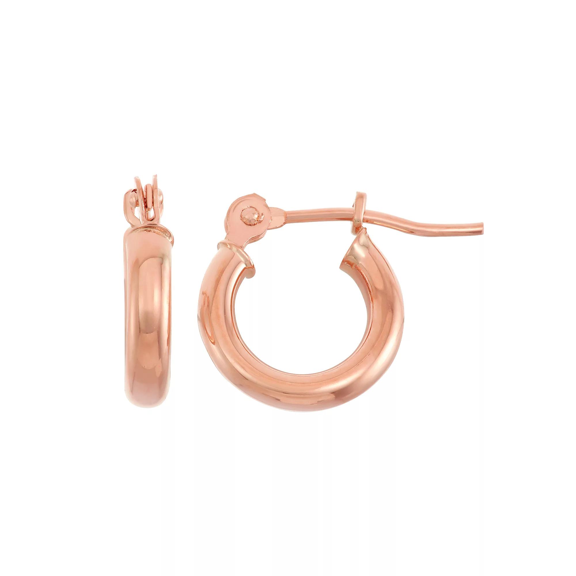 Jordan Blue 10k Gold Hoop Earrings 2 x 13mm, Women's, 10k Rose Gold Product Image