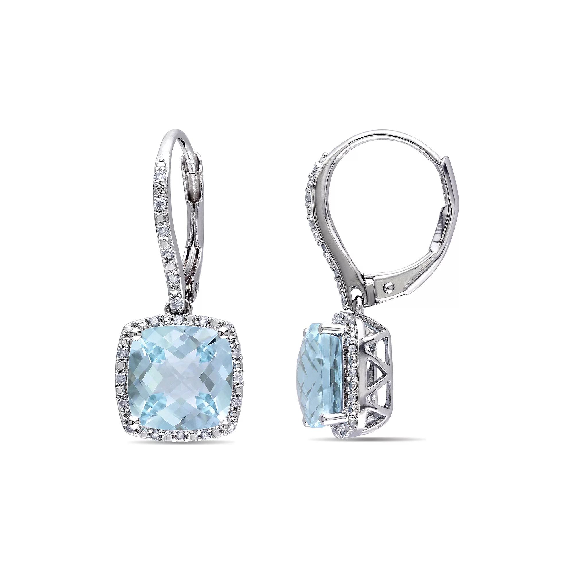 Stella Grace 1/5 Carat T.W. Diamond & Blue Topaz Drop Earrings, Women's, Sterling Product Image