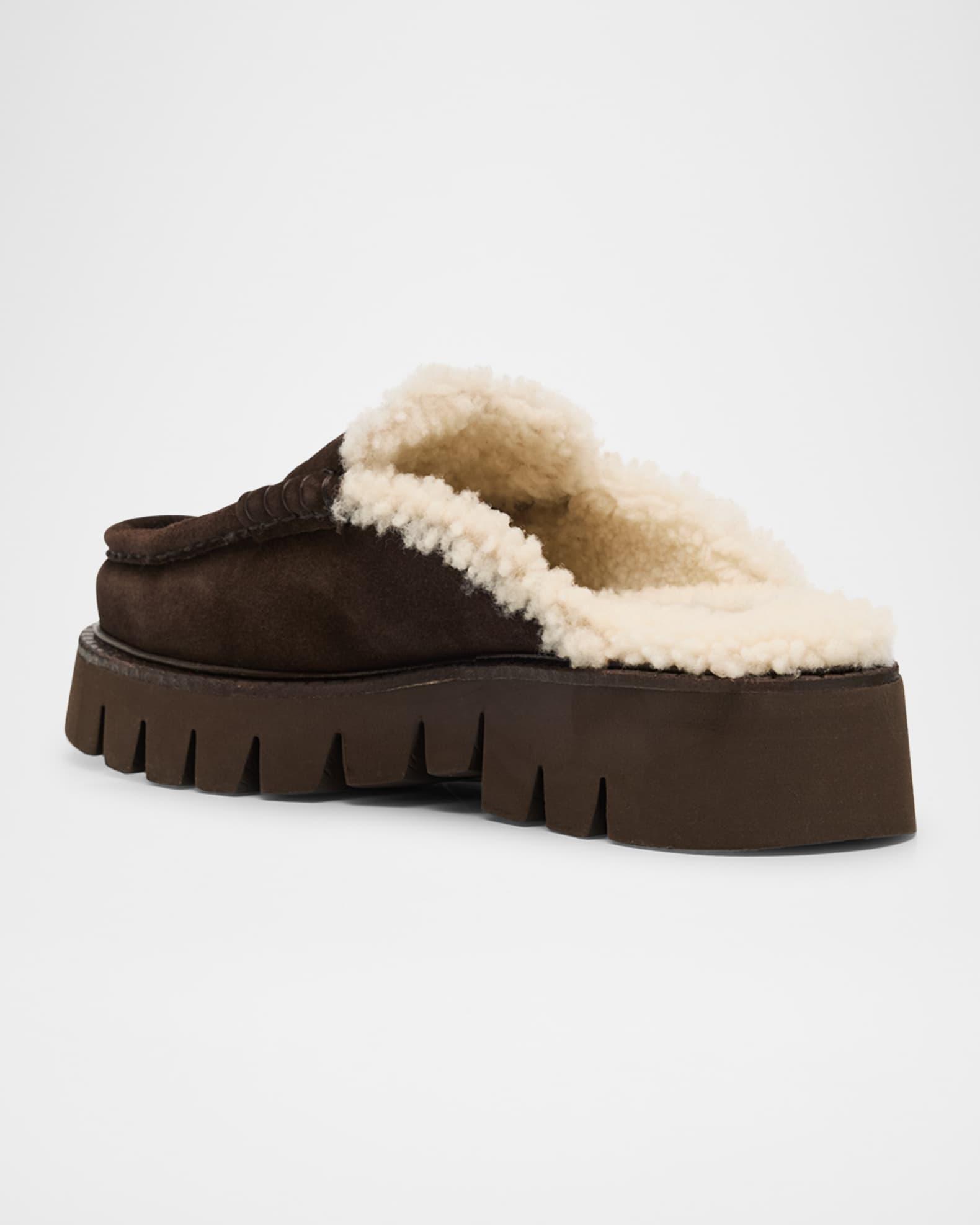 Savy Shearling-Lined Suede Loafer Mules Product Image