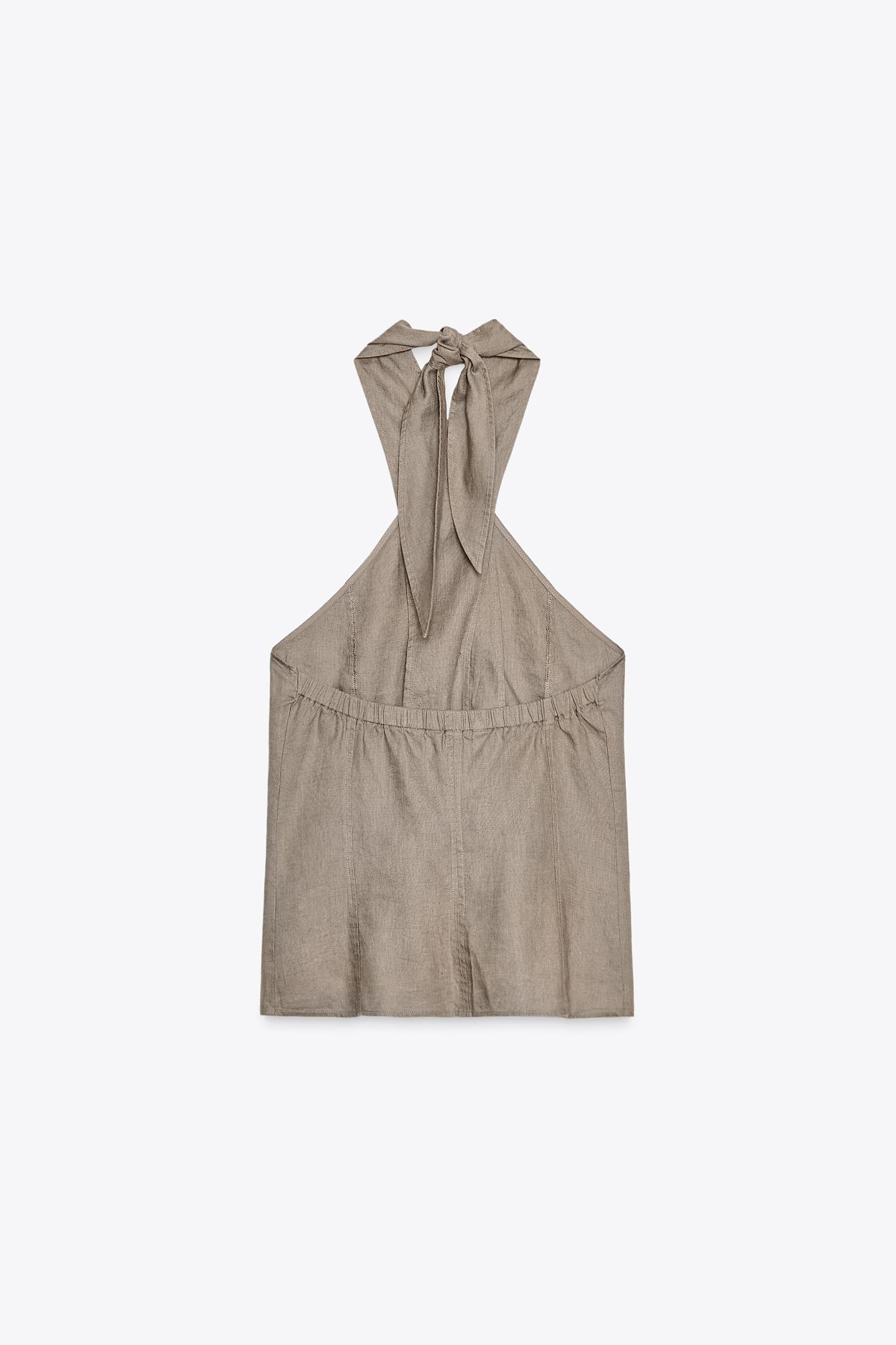 100% LINEN HALTER VEST TOP ZW COLLECTION Product Image