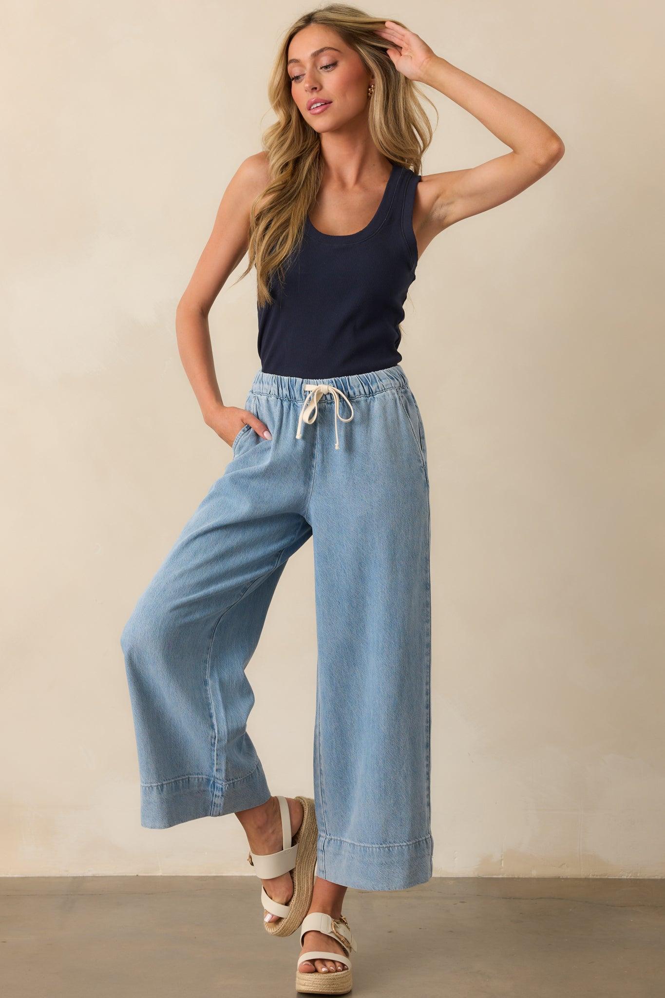 Z Supply Light Wash Cotton Weston Luxe Soft Denim Pants Product Image