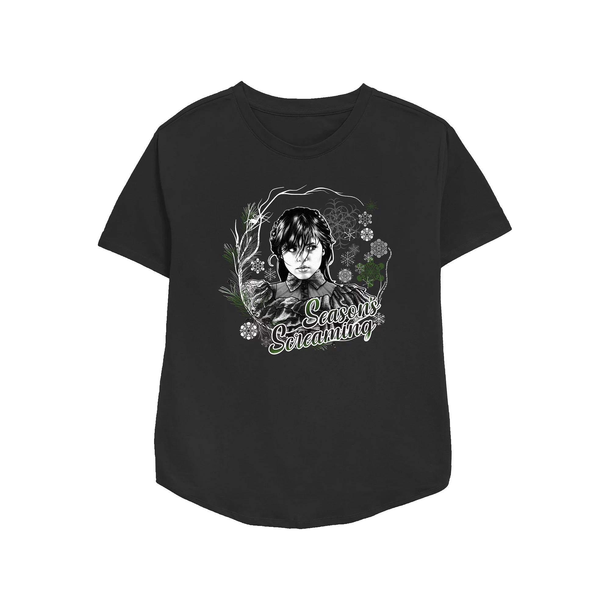 Women's Wednesday Season's Screaming Relaxed Fit Graphic Tee,  Product Image