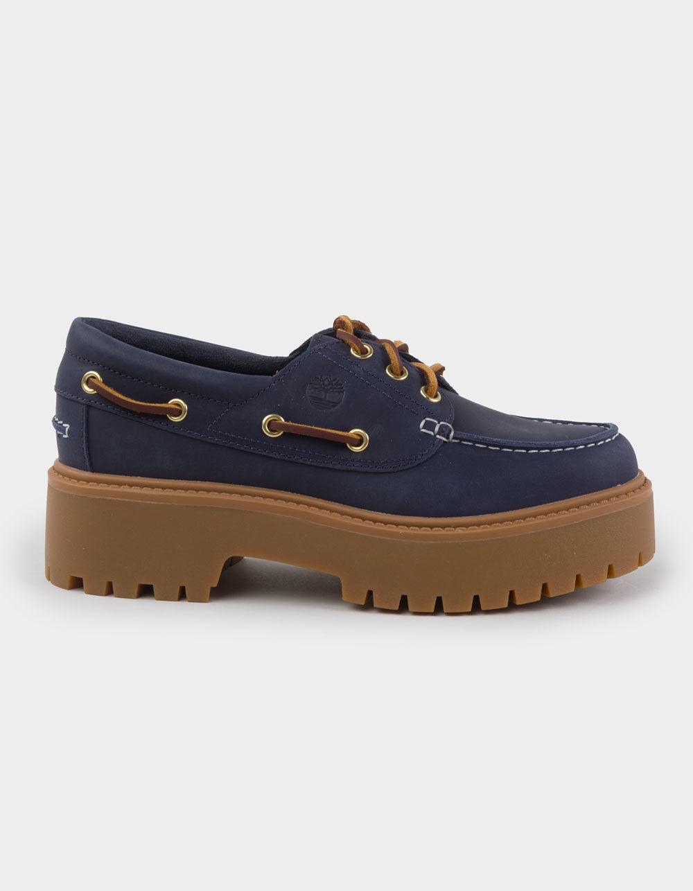 TIMBERLAND Stone Street Womens Platform Boat Shoes - NAVY Product Image
