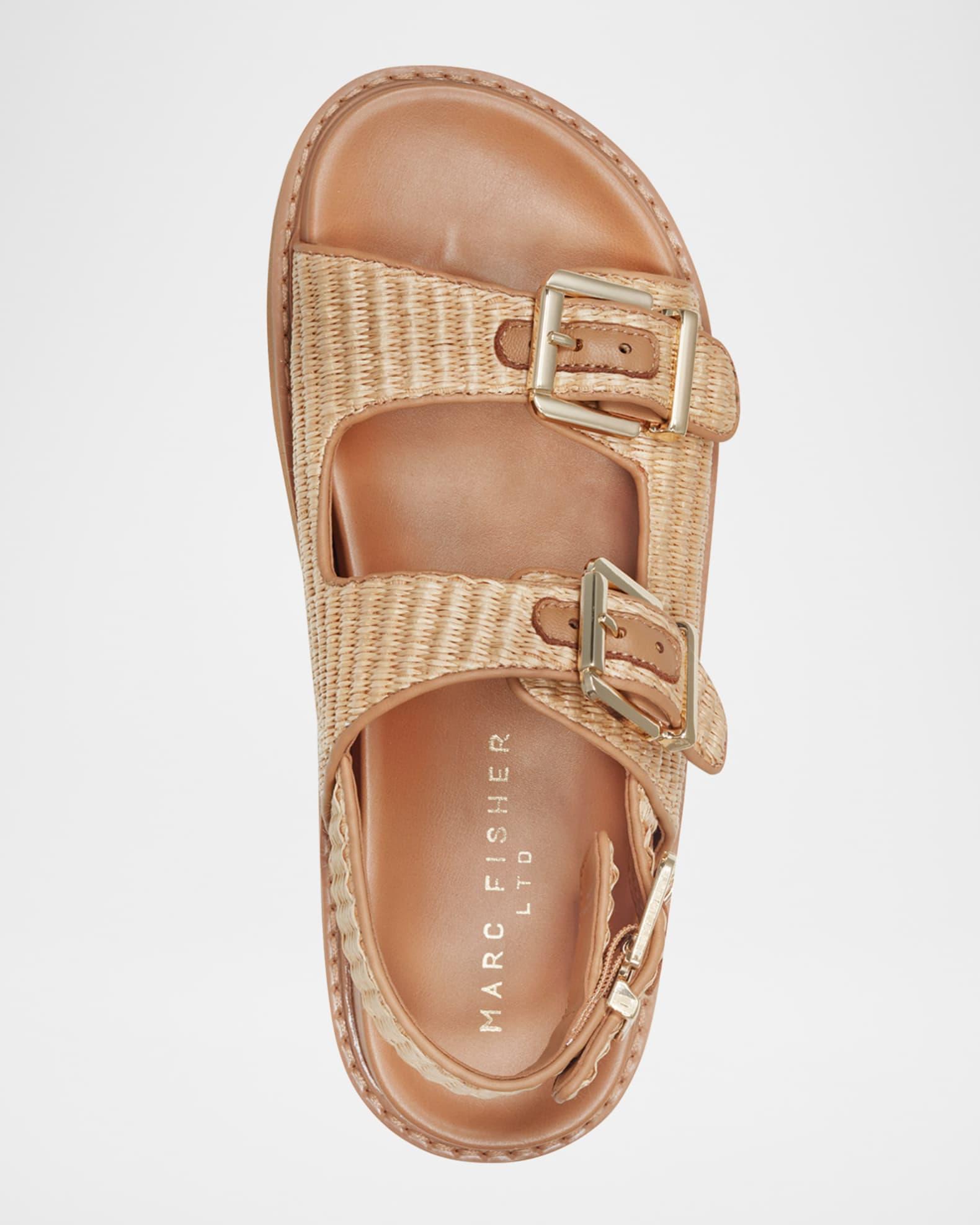 Agenda Woven Dual-Buckle Slingback Sandals Product Image