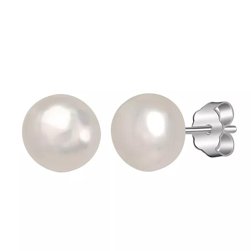 Gemistry Sterling Silver Freshwater Cultured Pearl Stud Earrings, Women's, Gold Tone Product Image