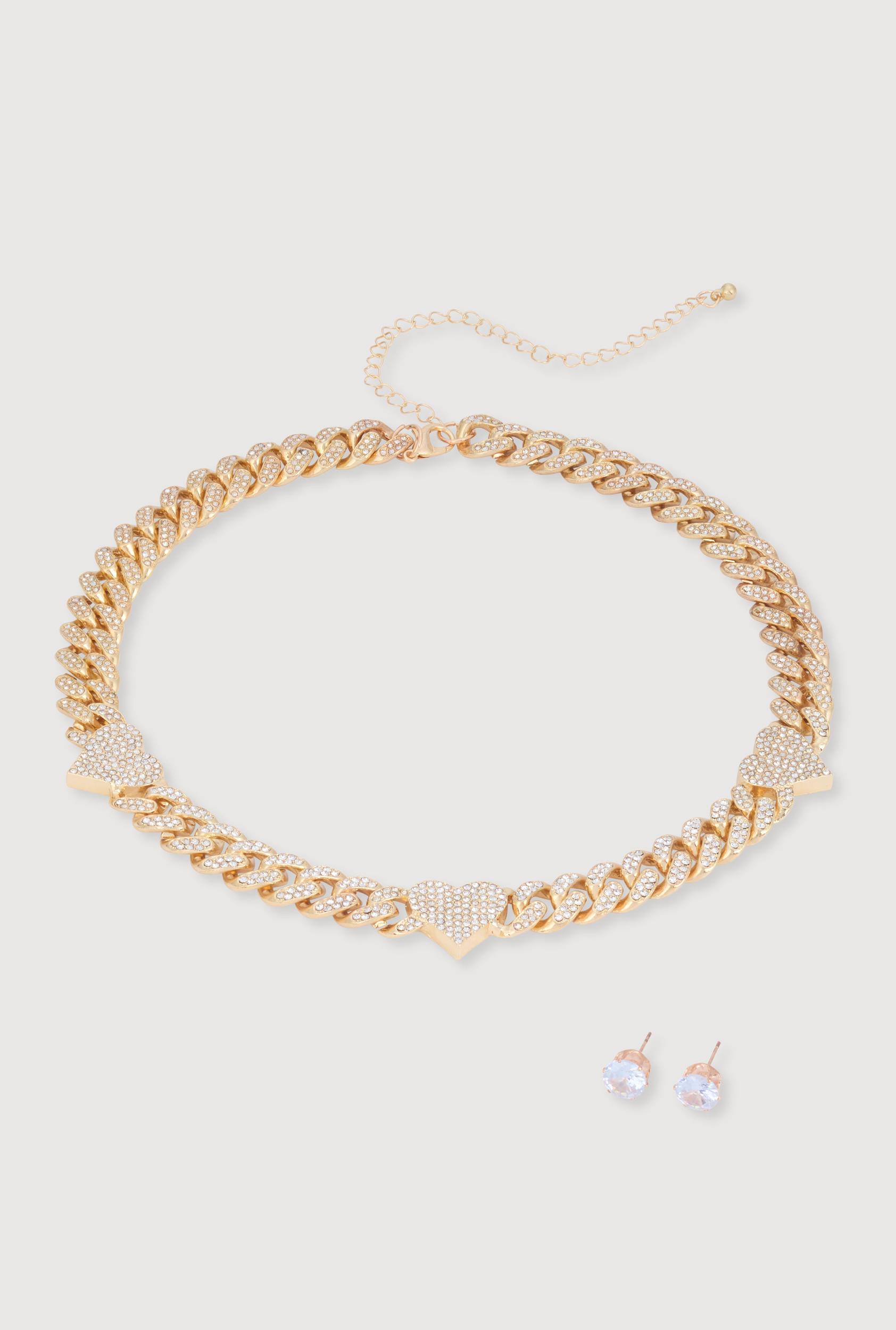 Cubic Zirconia Butterfly Necklace and Stud Earrings Unisex Product Image