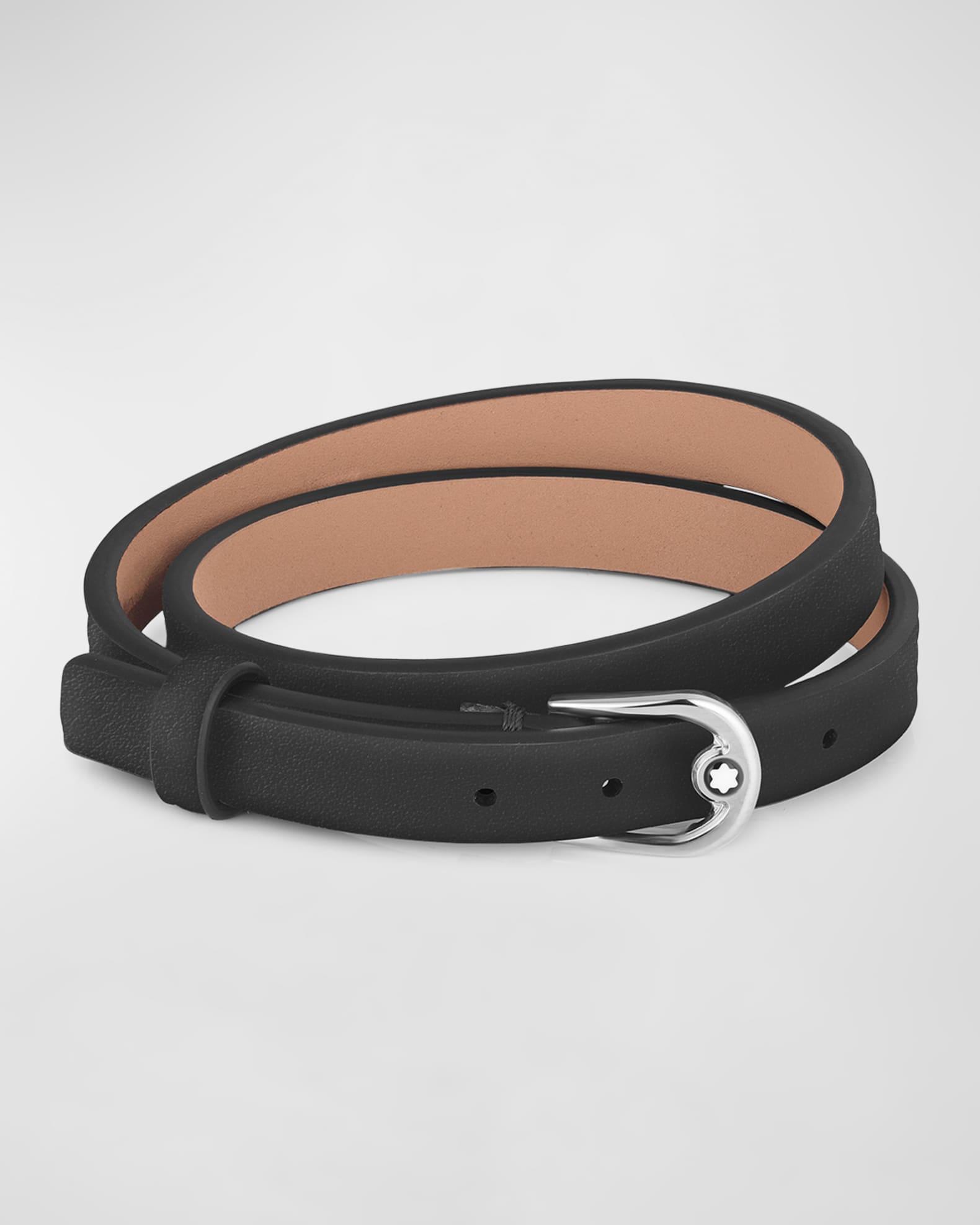 Men's Hoseshoe-Buckle Leather Wrap Bracelet Product Image