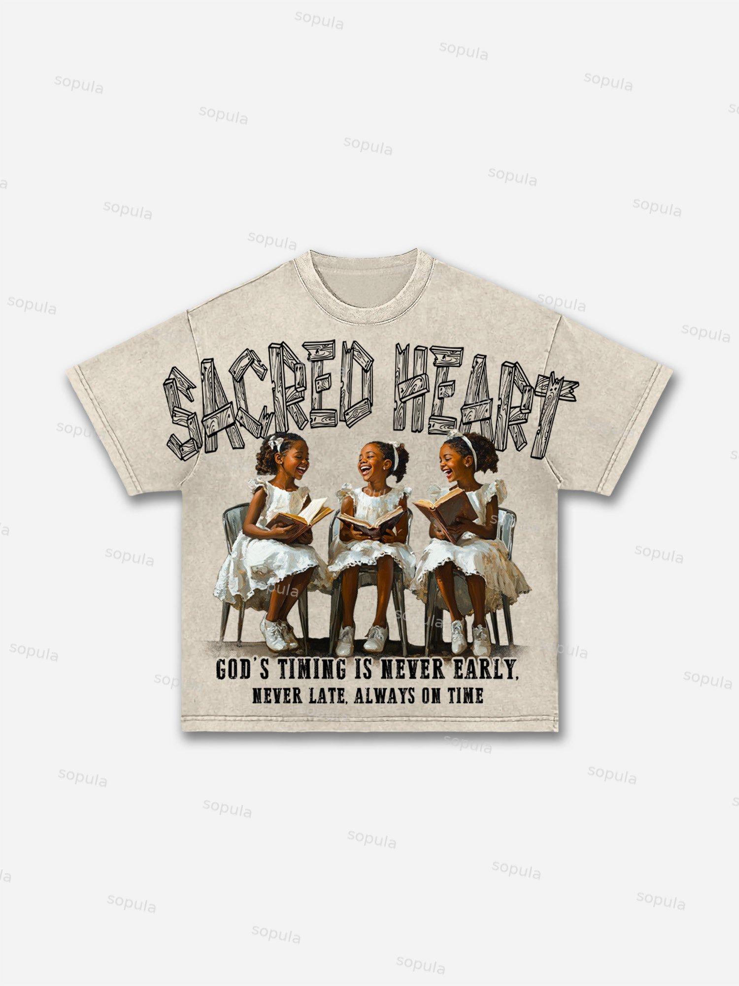 Jesus Sacred Heart Retro Graphic Acid Wash T-shirt Product Image