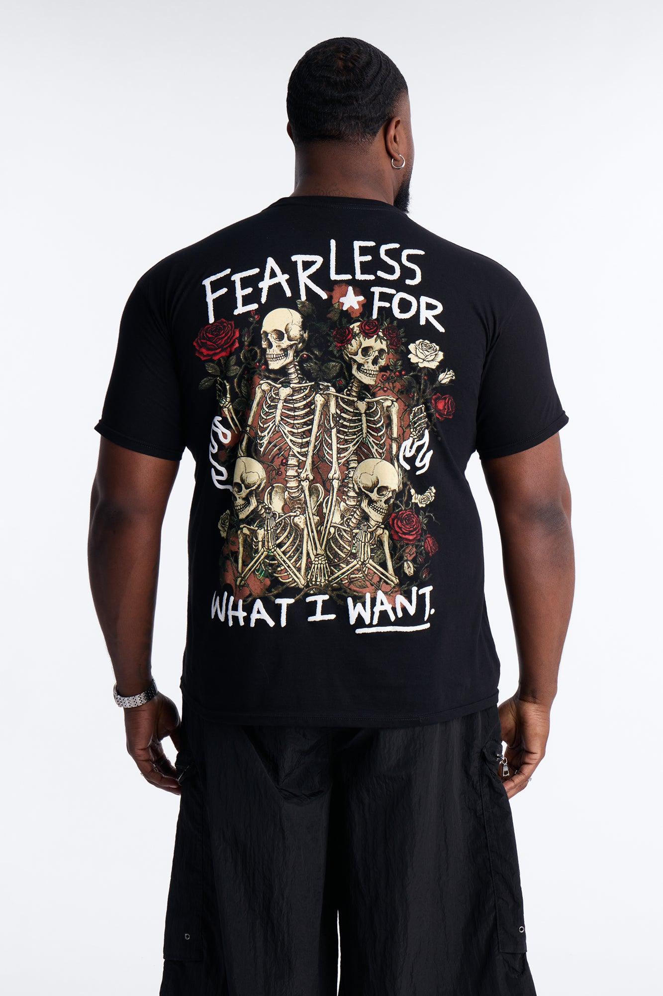 Grateful And Fearless Puff Print Short Sleeve Tee - Black Male Product Image