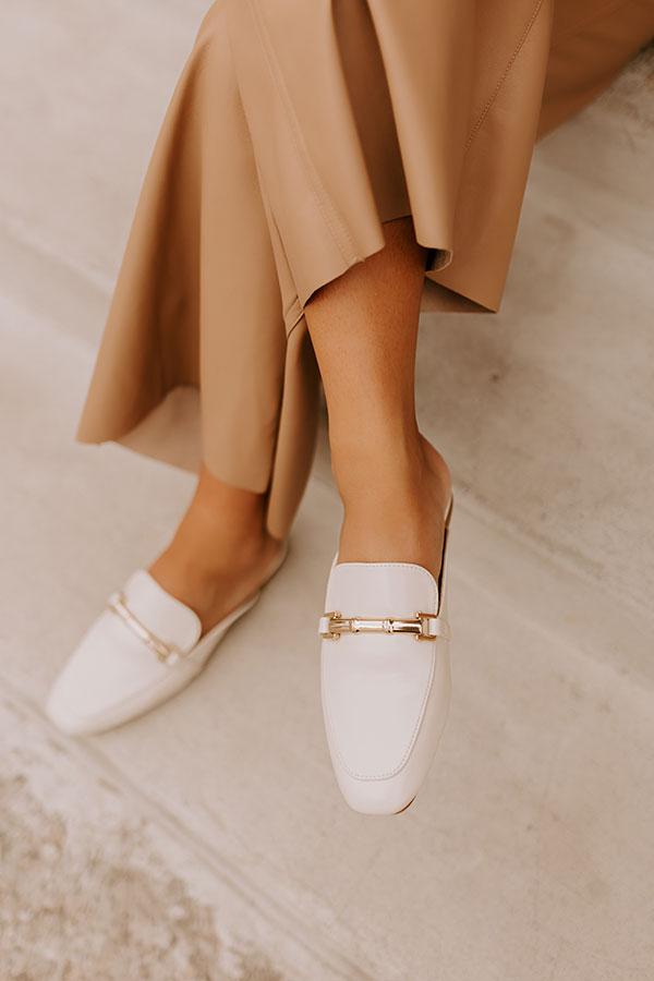 The Aubrey Faux Leather Mule Loafer in Cream Product Image