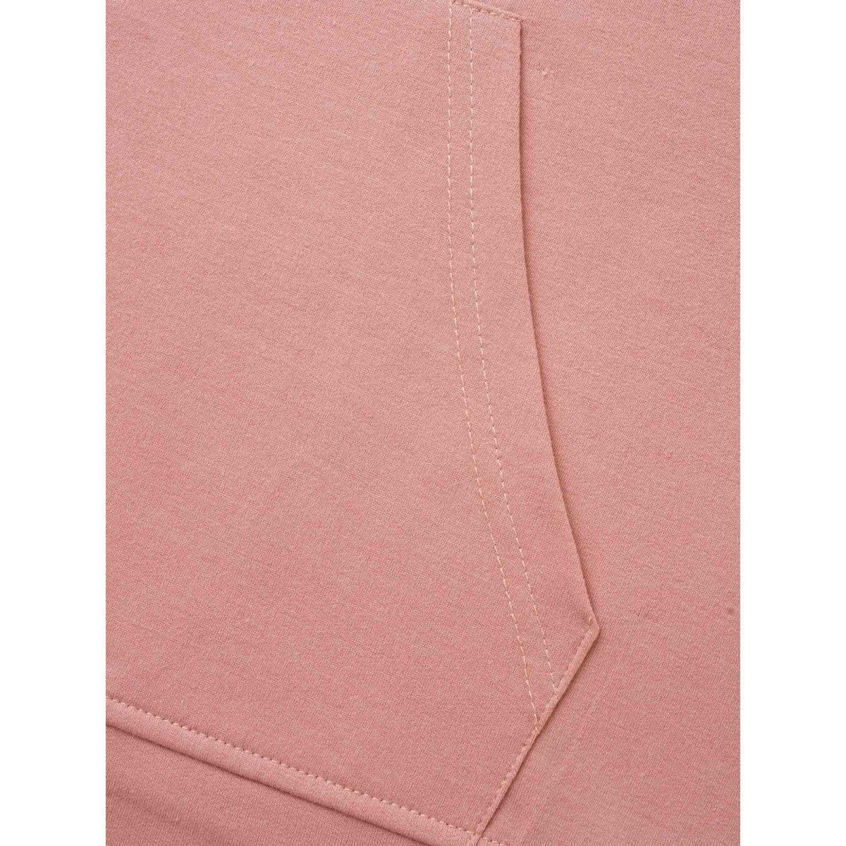 Plus Size Solid Slightly Stretchy Hooded Drawstring Sweatshirt Women Dirtypink Casual Drawstring Loose Hooded Everyday Sweatshirts BloomChic 18-20/2X Product Image