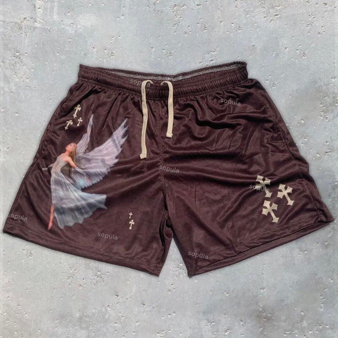 Sopula Casual Angel Faith Print Mesh Shorts Product Image