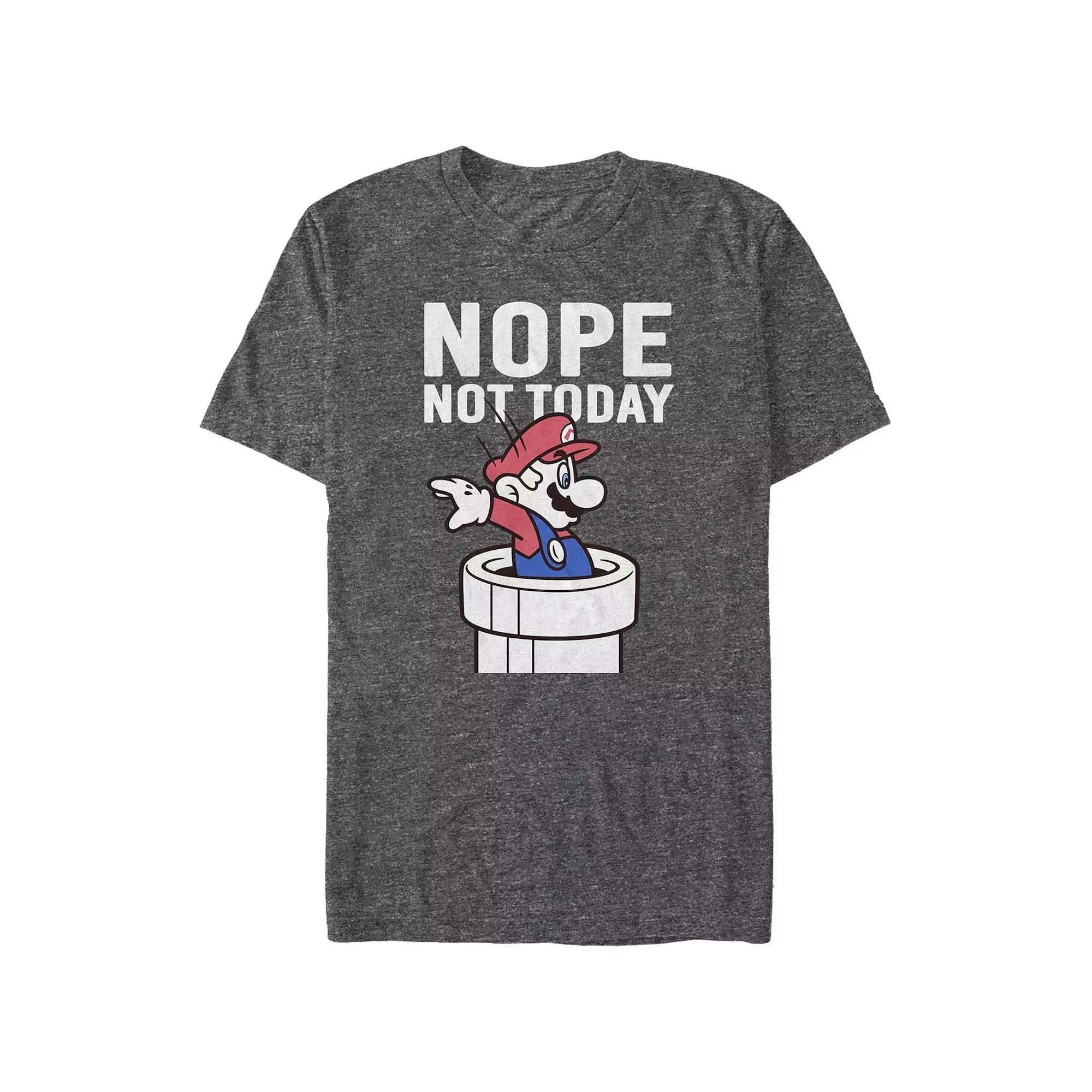 Men's Nintendo Super Mario Warp Pipe Nope Not Today Action Portrait Graphic Tee,  Product Image