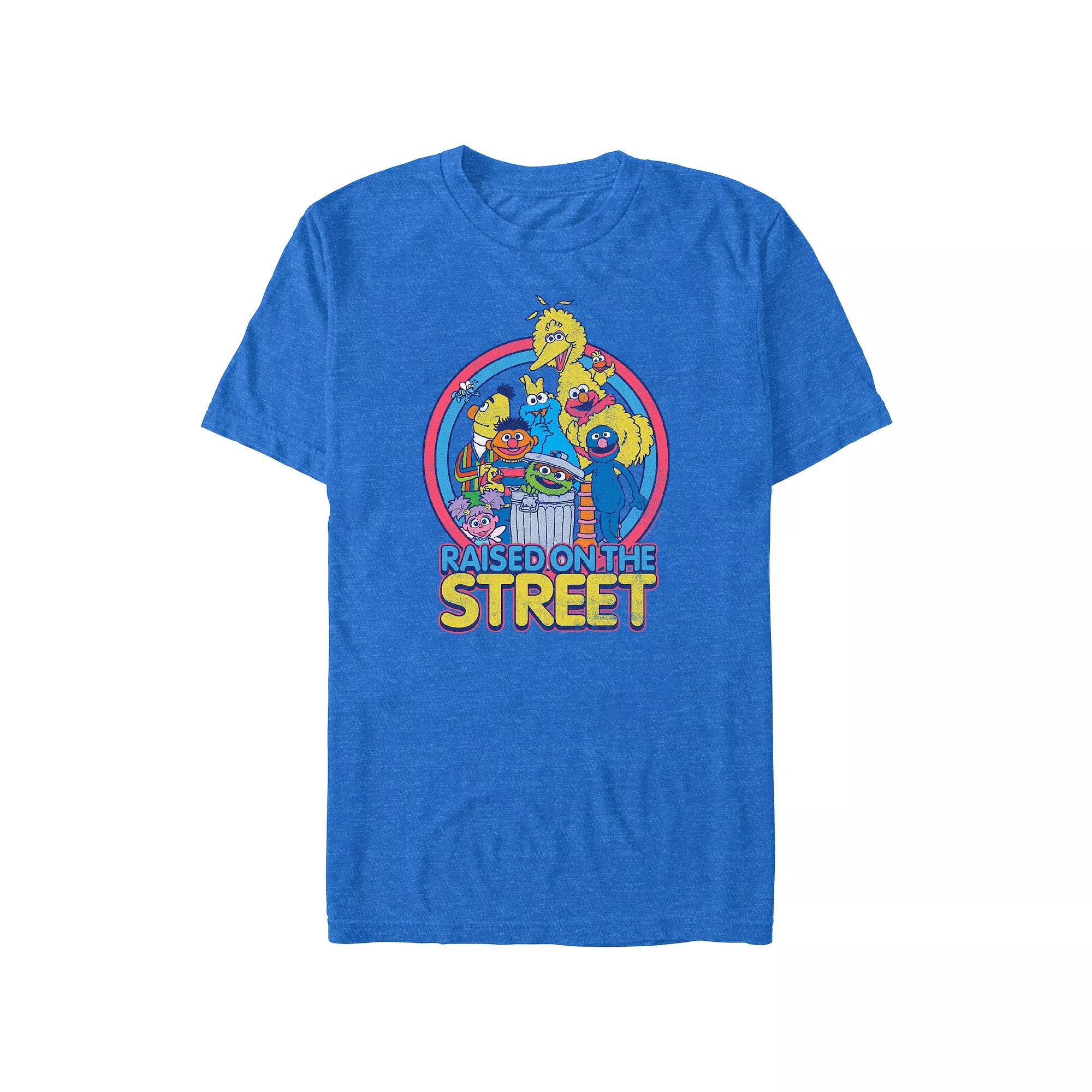 Big & Tall Sesame Street Raised On The Street Graphic Tee, Men's, Size: 4XL Tall, Royal Grey Product Image