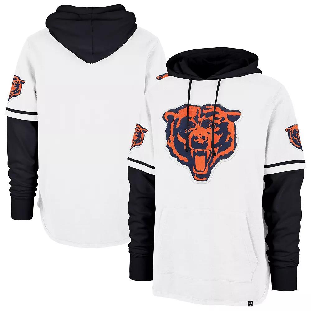 Men's '47  White Chicago Bears Throwback Shortstop Pullover Hoodie, Size: Medium Product Image