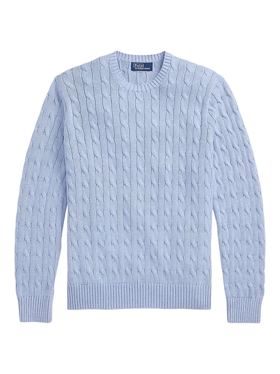Mens Cable-Knit Cotton Crewneck Sweater Product Image