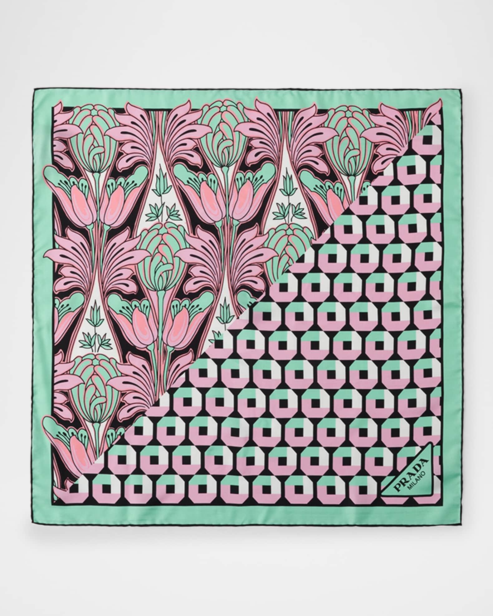 Octagon & Tulip Printed Silk Scarf Product Image