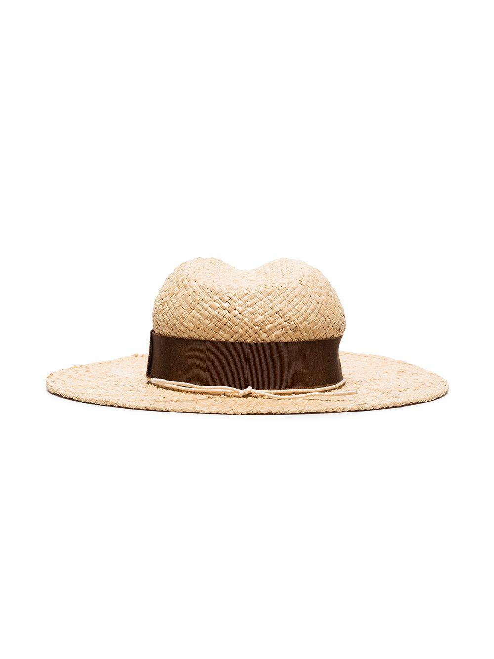 chain-embellished Fedora straw hat Product Image