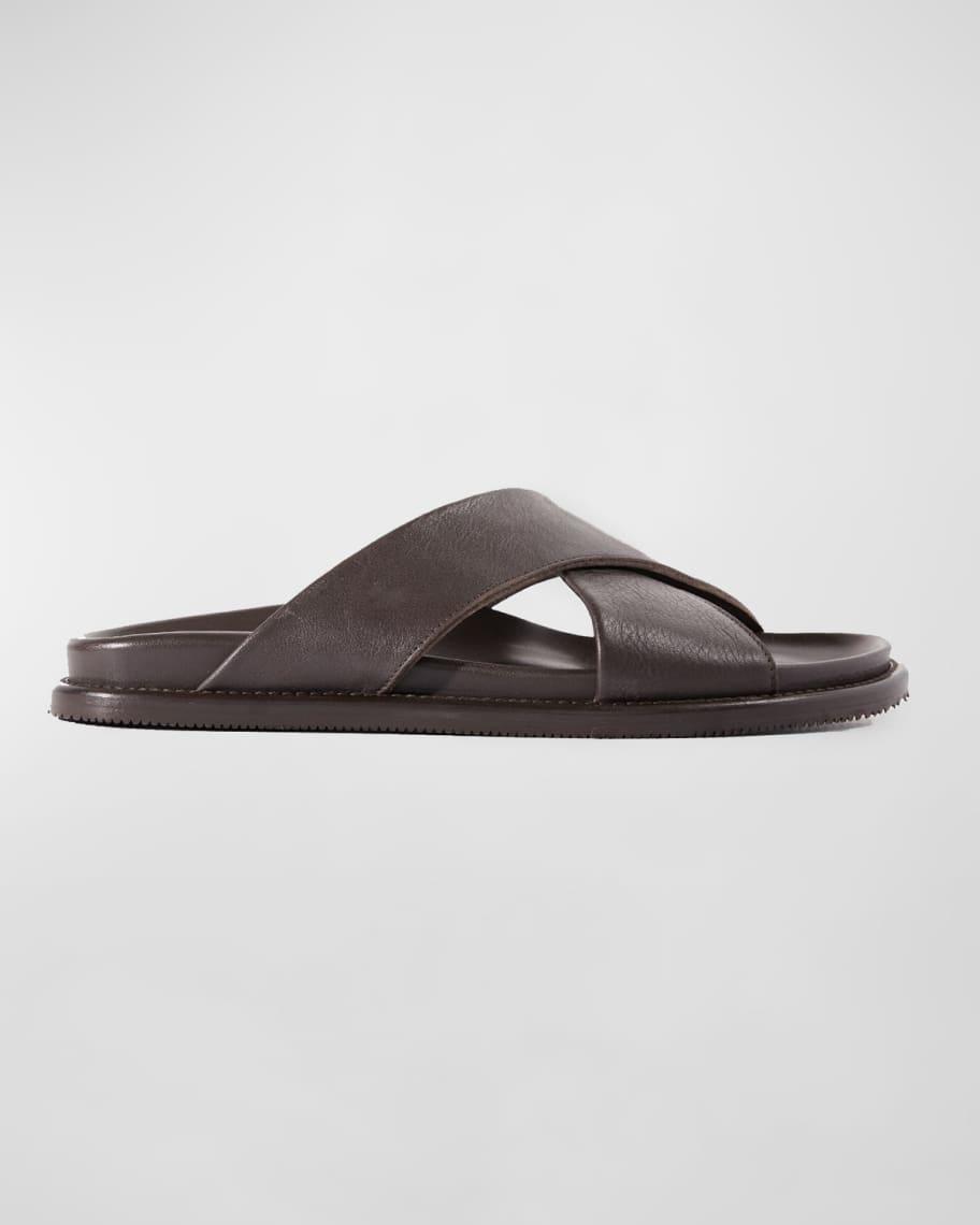 Men's Punta Crisscross Leather Slide Sandals Product Image